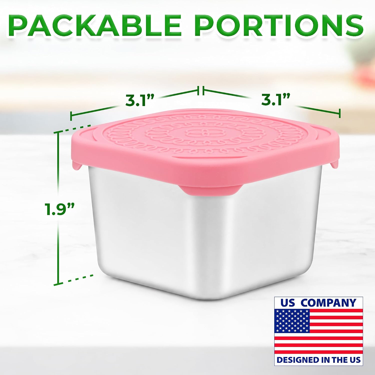 Snack Containers - 6 oz, Farmer's Market, 6 PK - Stainless Steel with Lids