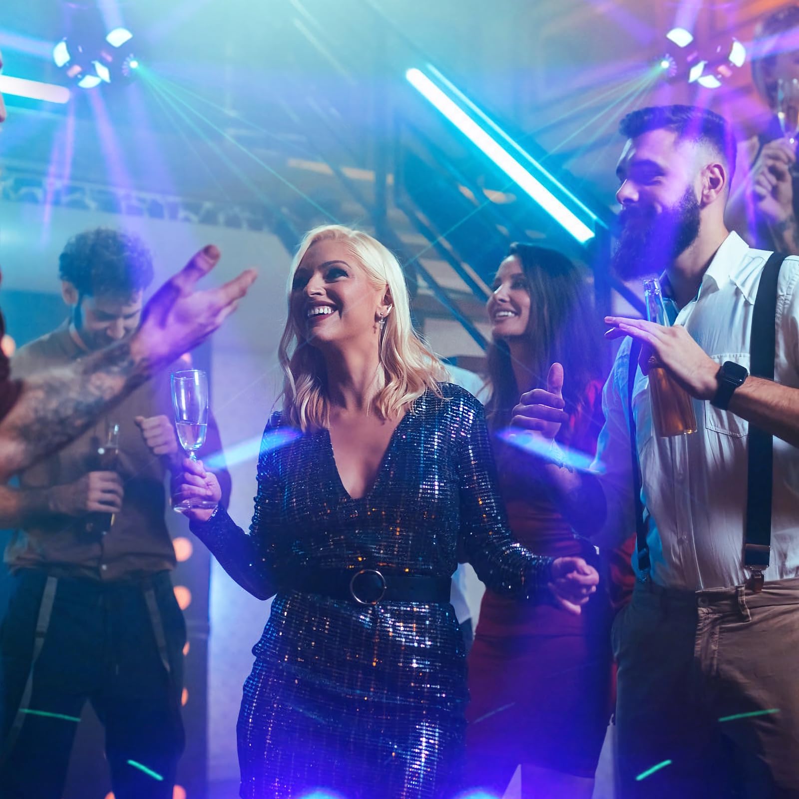 Luce da discoteca per feste, Moving Head, LED RGB, proiettore DJ, controllo musicale, DJ, effetto DMX, per KTV, riunioni di famiglia, matrimonio, compleanno, Halloween (T08)