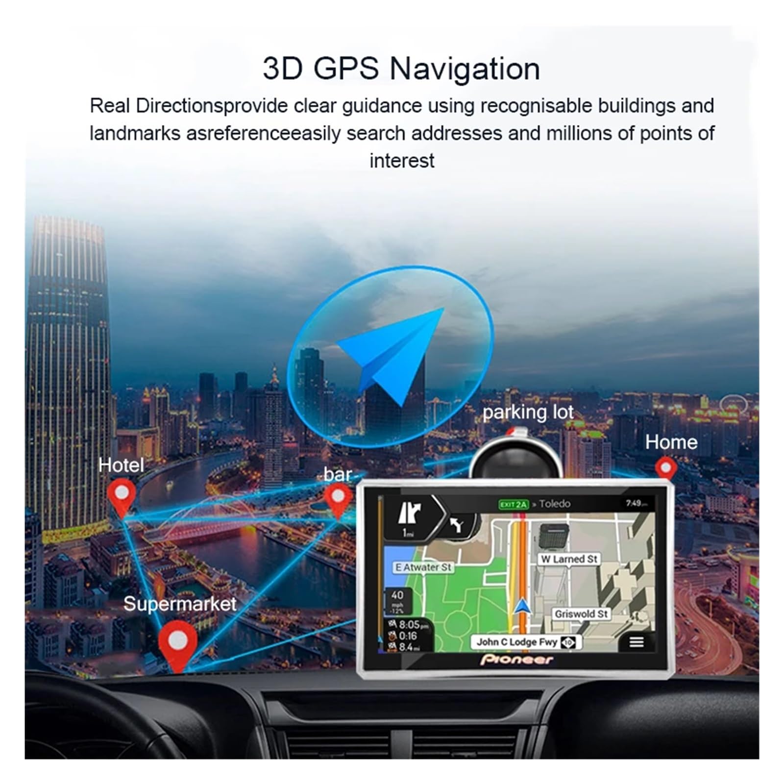 per Camper/rimorchi/Camion/ralle/Barche Navigazione for Auto da 5 Pollici Navigazione GPS MTK 6.0 Navigatore GPS for Veicoli FM/8 GB/DDR 256M