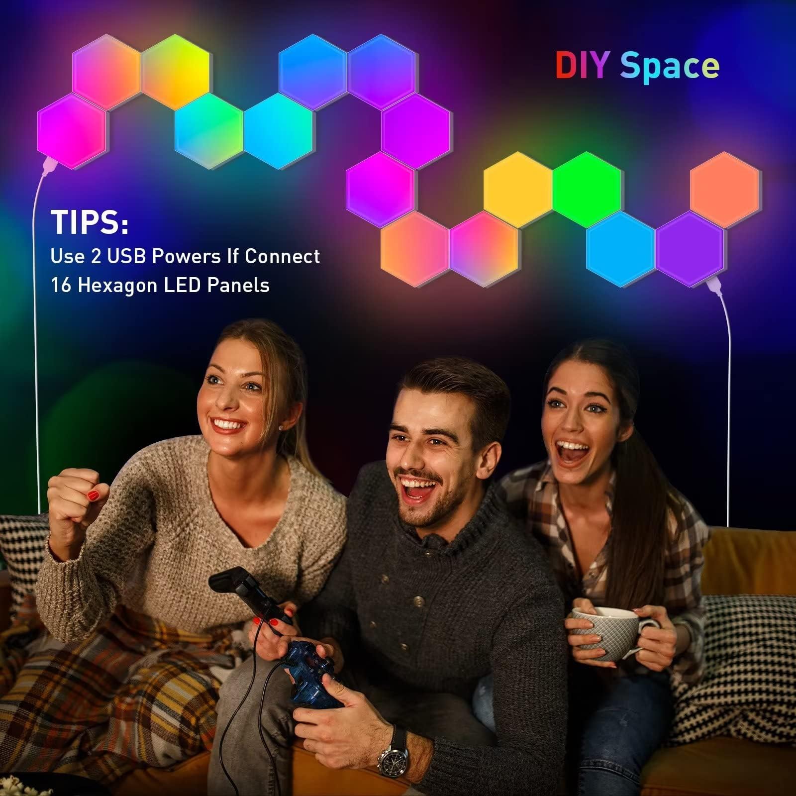 8/10/12 Pcs luci a LED esagonali modulari fai da te applique da parete esagonale APP e telecomando Smart RGB Gaming Light per camera da letto  39