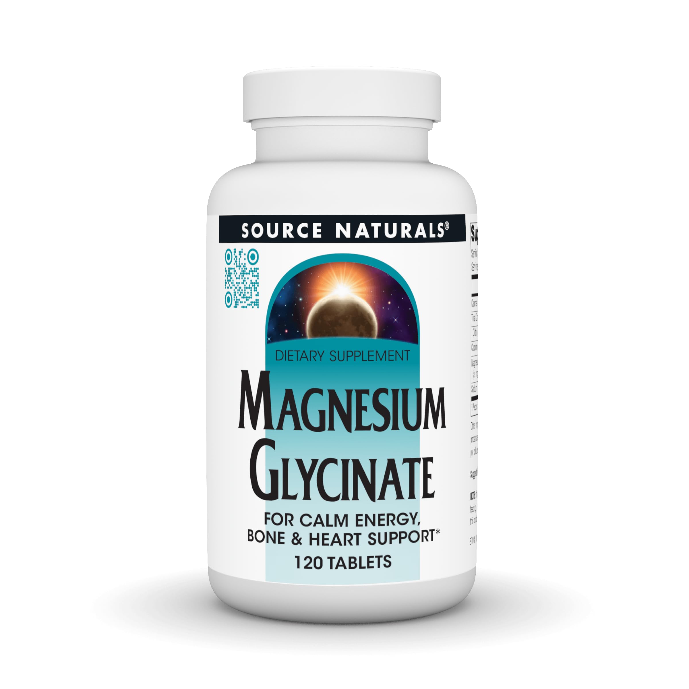 Source Naturals Magnesium Glycinate, 120 Tablets Unflavored 120 Count (Pack of 1)