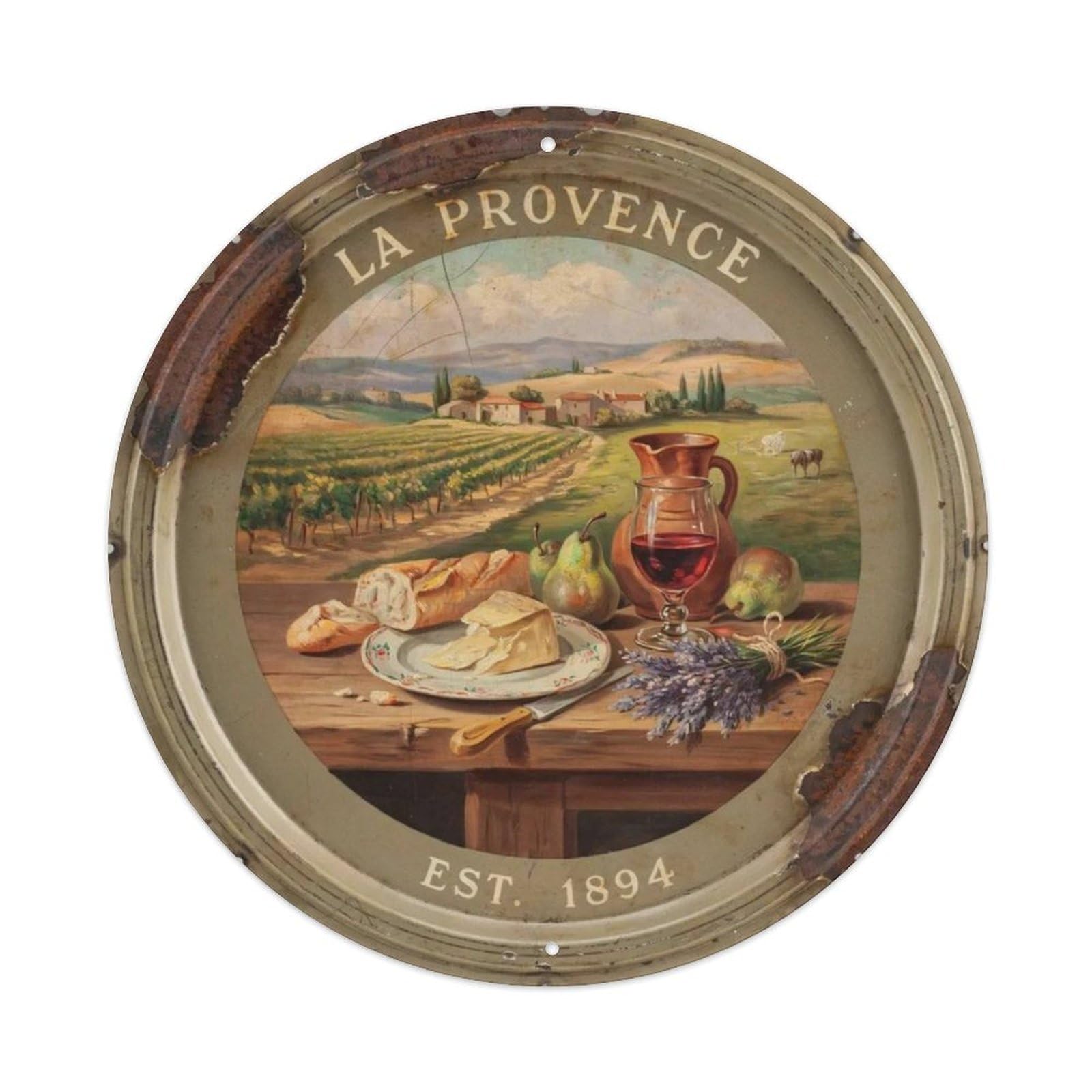 French Oil Painting Style. Metal Tin Sign Plaque