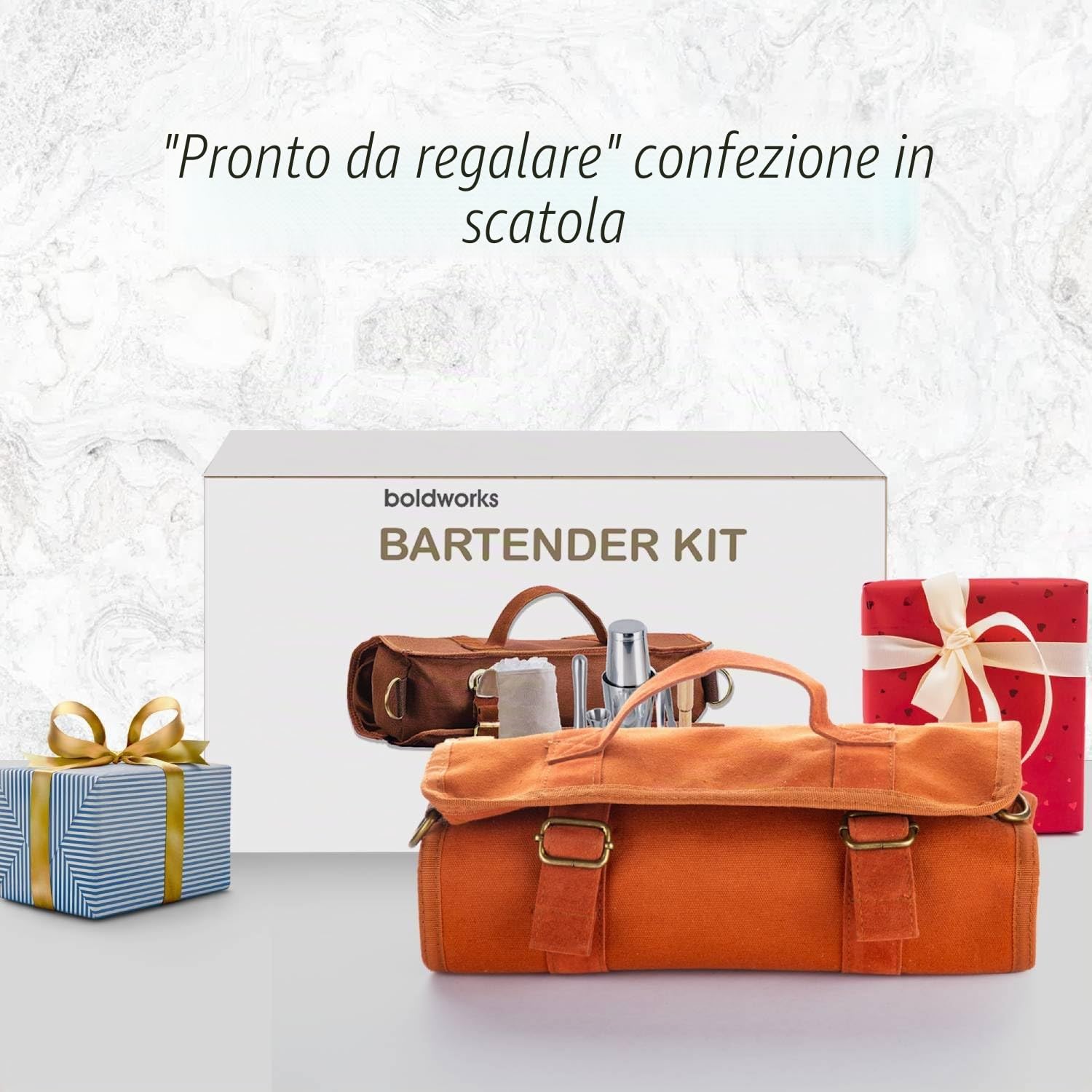Borsa da barista da viaggio, kit professionale per barista, borsa per attrezzi da cocktail, custodia in pelle con 20 strumenti da bar, set simile a una valigetta per barista al bar, casa, feste, campi
