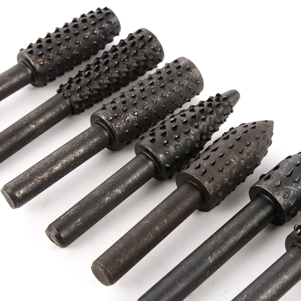 Wood Carving Rasp Drill Bits – 1/4 Inch Shank Rotary Files, Set Of