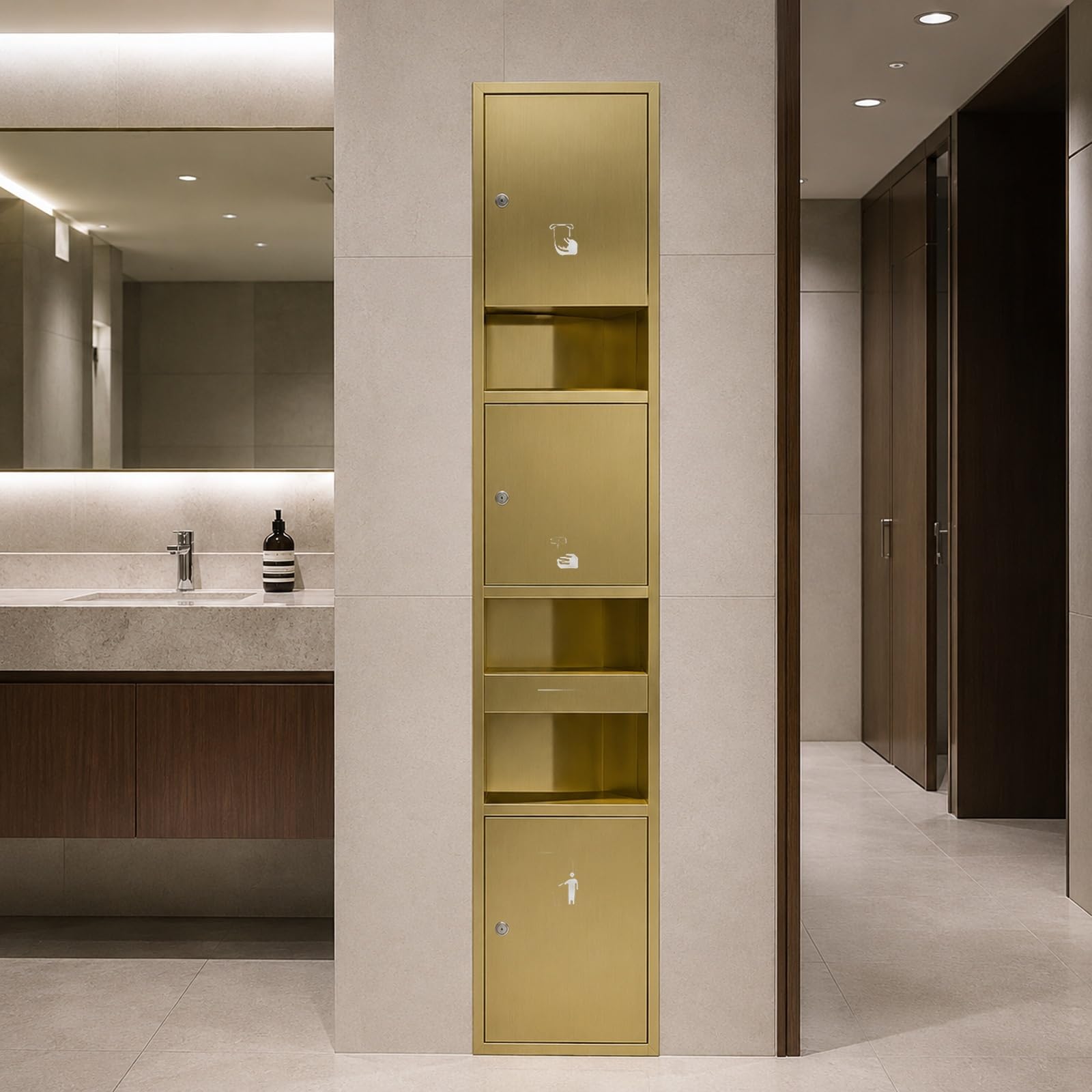 Recessed Toilet Roll Holder | Niche Trash Can | Ttrash Can Niche Bathroom
