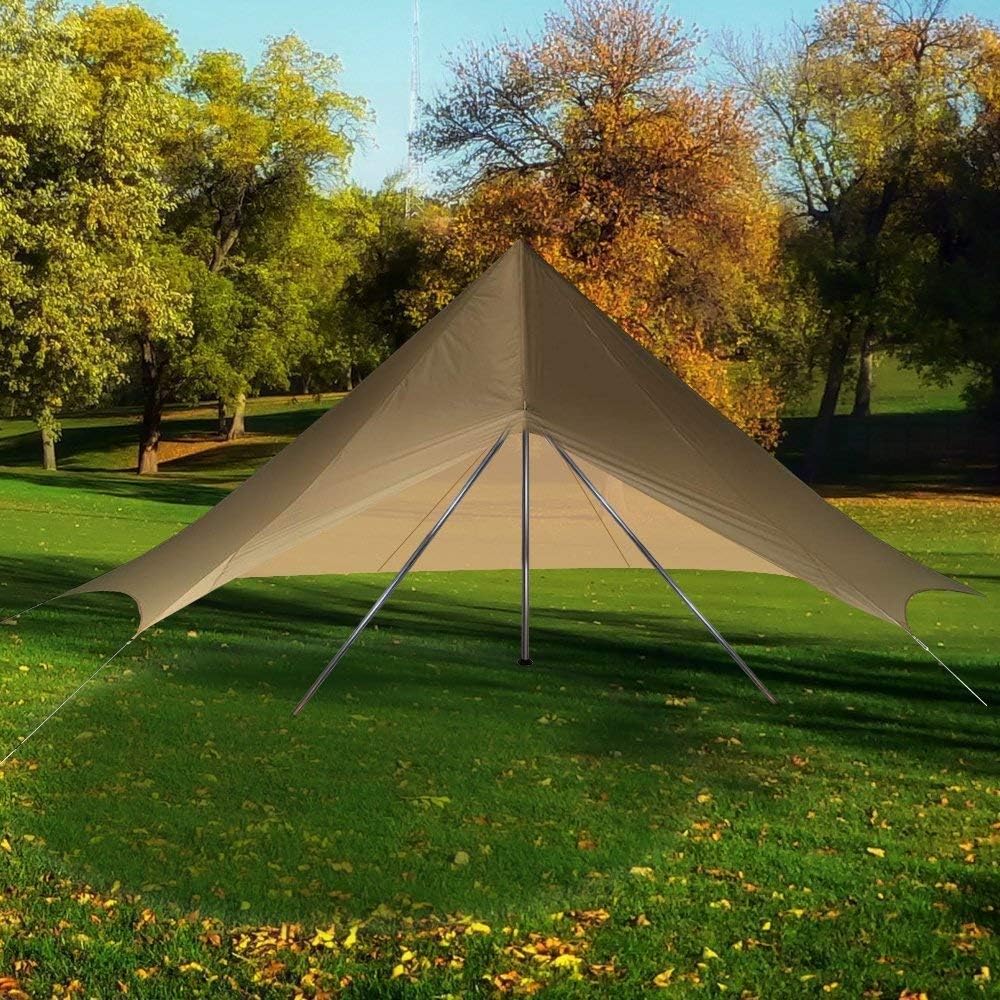 Camping Tent Tent Tarp Cover Sunshade Heavy Duty Top Roof Shelter for 3M 4M 5M 6M 7M Bell Tent (Beige, for 3M Bell Tent)
