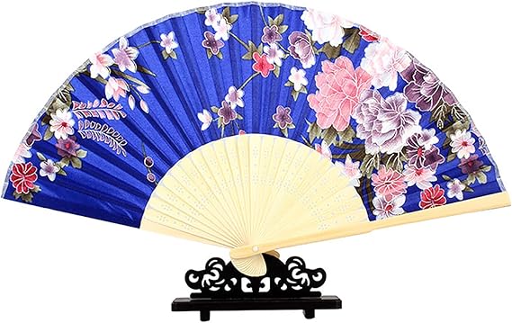 Amazon Co Jp Jinchuan 扇子 レーディス 扇子袋 箱付き シルク扇子 絹 桜 花 蝶 和柄 折りたたみ式 和装小物 女性用 男性 婦人 和風扇子 ダンス おみやげ プレゼント 和風 ネイビー ファッション