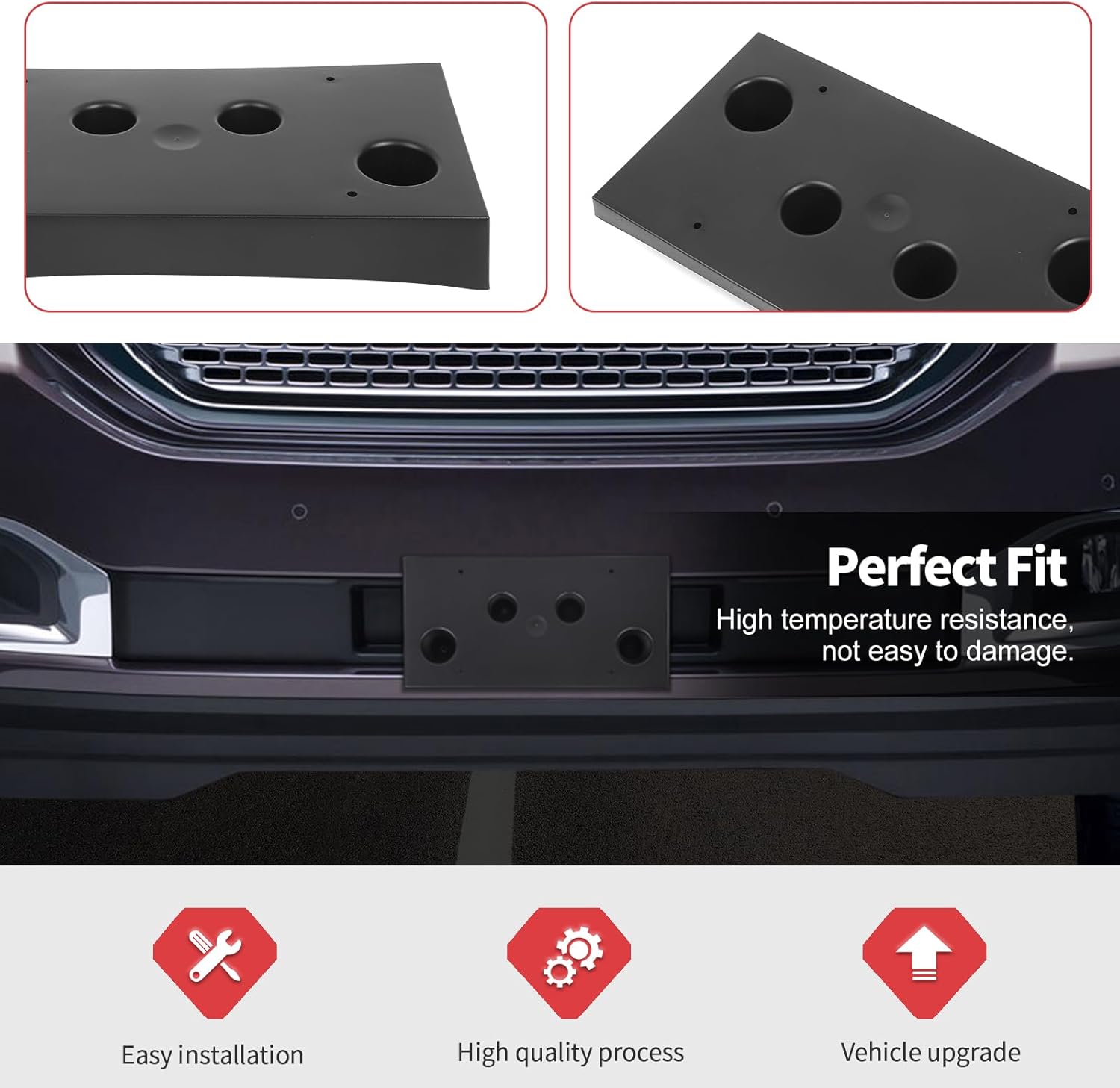 Jimen Fit for GMC Yukon 2015-2020, Front Tag Holder License Plate Mount Frame Bracket (Black) - Image 4