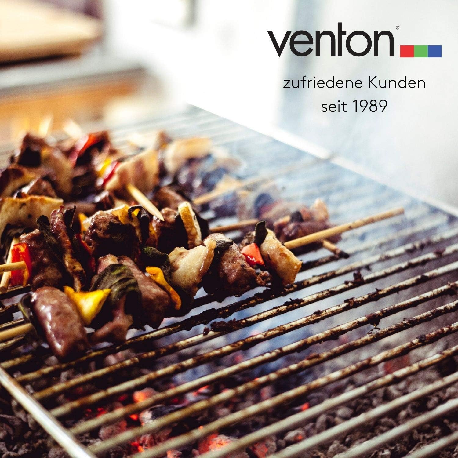VENTON Grill kempingowy 26,8 x 40,2 x 19,8 cm (dł. x szer. x wys.), składany i mobilny mini grill, praktyczny grill podróżny ze zdejmowanym rusztem, stabilny składany grill ze stali nierdzewnej, przenośny grill outdoorowy