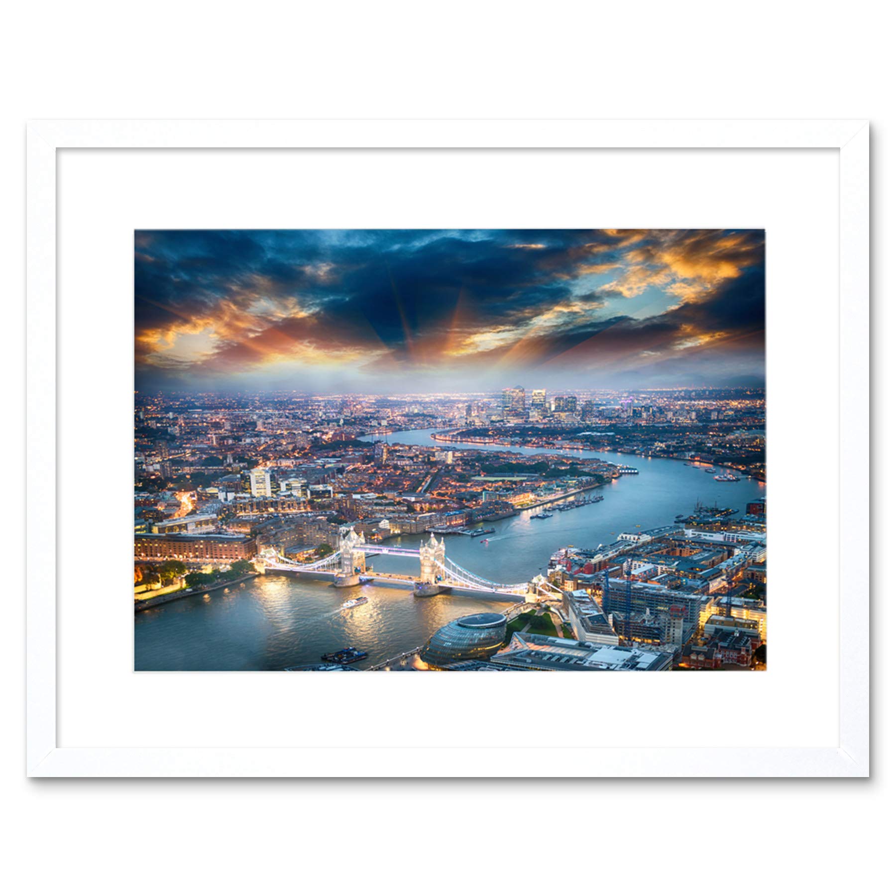 Wee Blue Coo Photo Cityscape Composition Aerial View London Thames Framed Wall Art Print