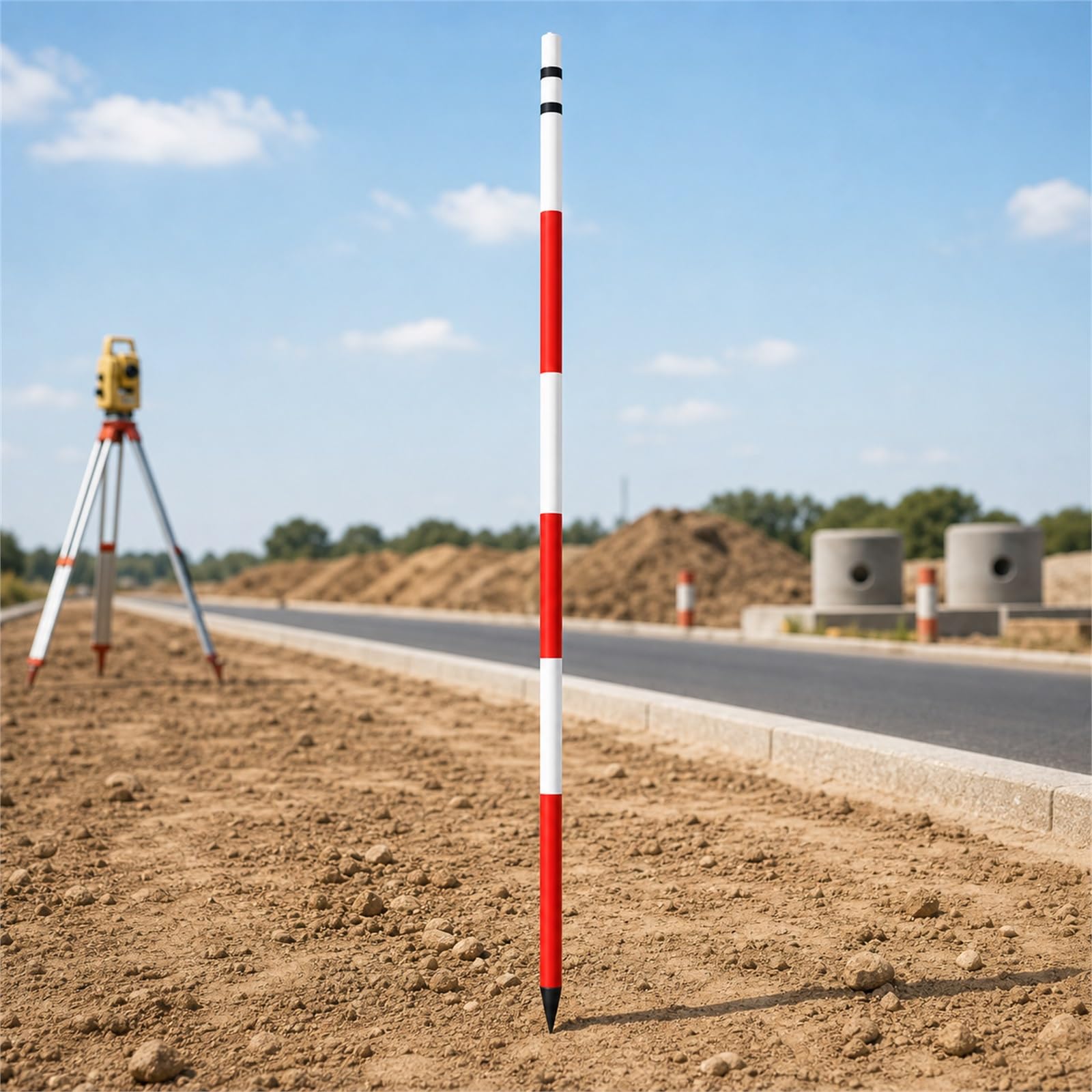 Poste topográfico de aluminio para replanteo de carreteras sin peso excesivo