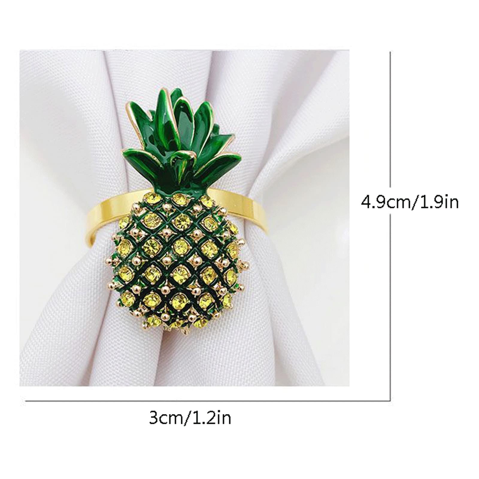 Servilletero con Hebilla de Acero Inoxidable, diseño de piña y Diamante, para Bodas, Banquetes, cenas, bufés, decoración de Mesa, 9 Unidades, Color Verde