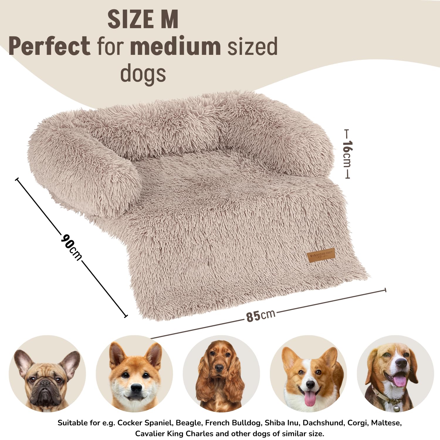 Original Hundedecke Sofa - Hundedecke Sofa - Hundekorb - Premium - Komplett Zippbar - Mokka (Größe M)