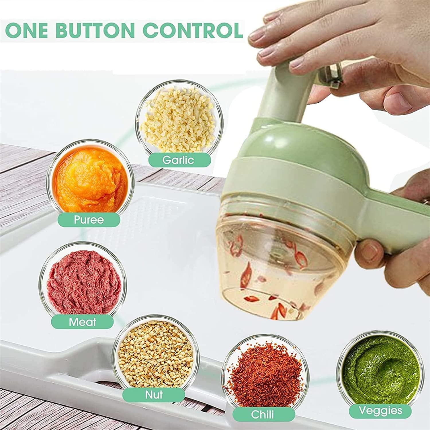 Ensemble de coupe-légumes électrique portable, hachoir multifonction 4 en 1, trancheuse à fruits rechargeable pour une préparation rapide et facile des repas, outil de préparation des aliments de