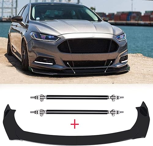 Miniatura 3 de Alerón divisor de labio de parachoques delantero negro + varillas de puntal compatibles con Dodge Charger RT SXT SRT 2012-2022