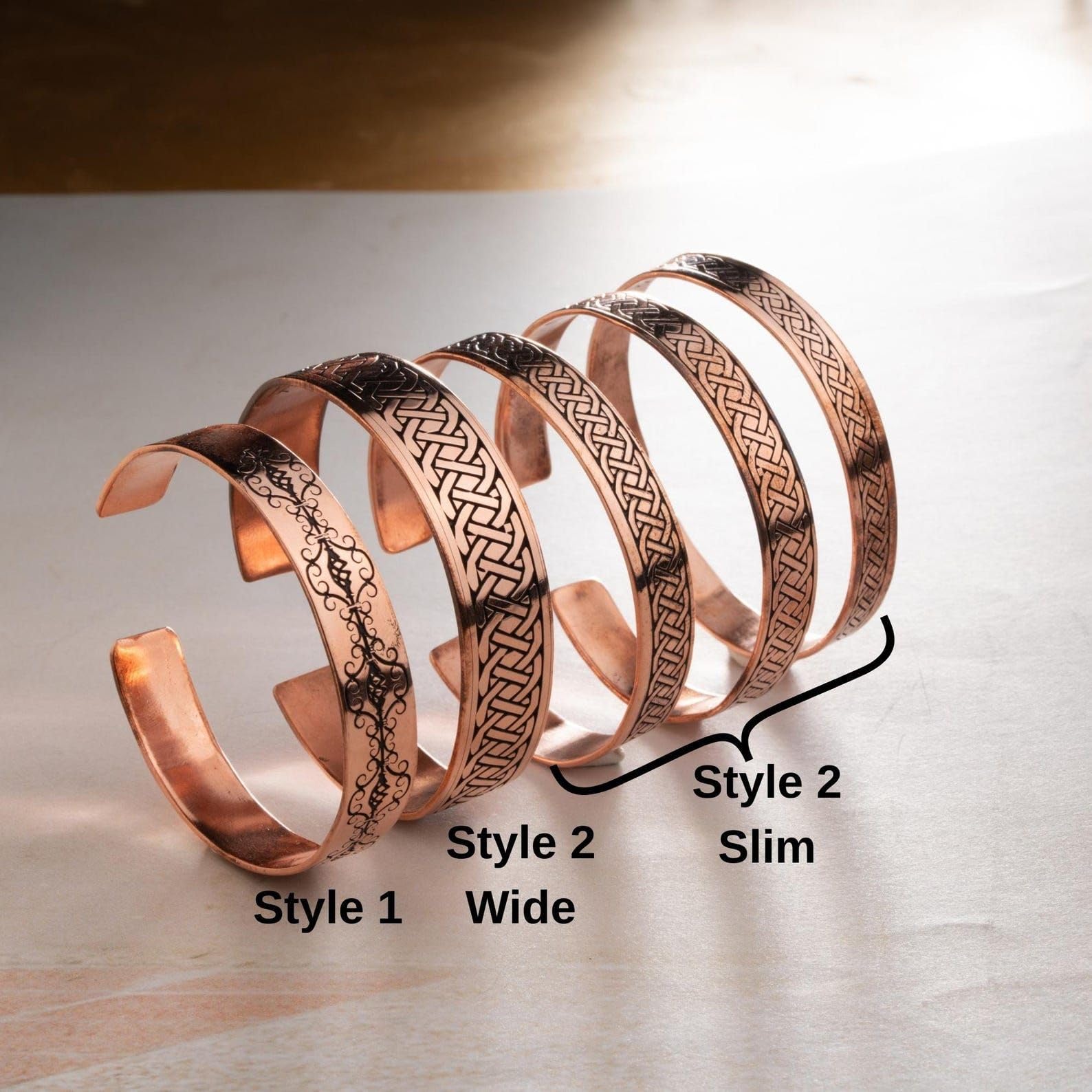 Pulsera de cobre ajustable hecha a mano Unisex pura cobre curación de la joyería de diseño celta
