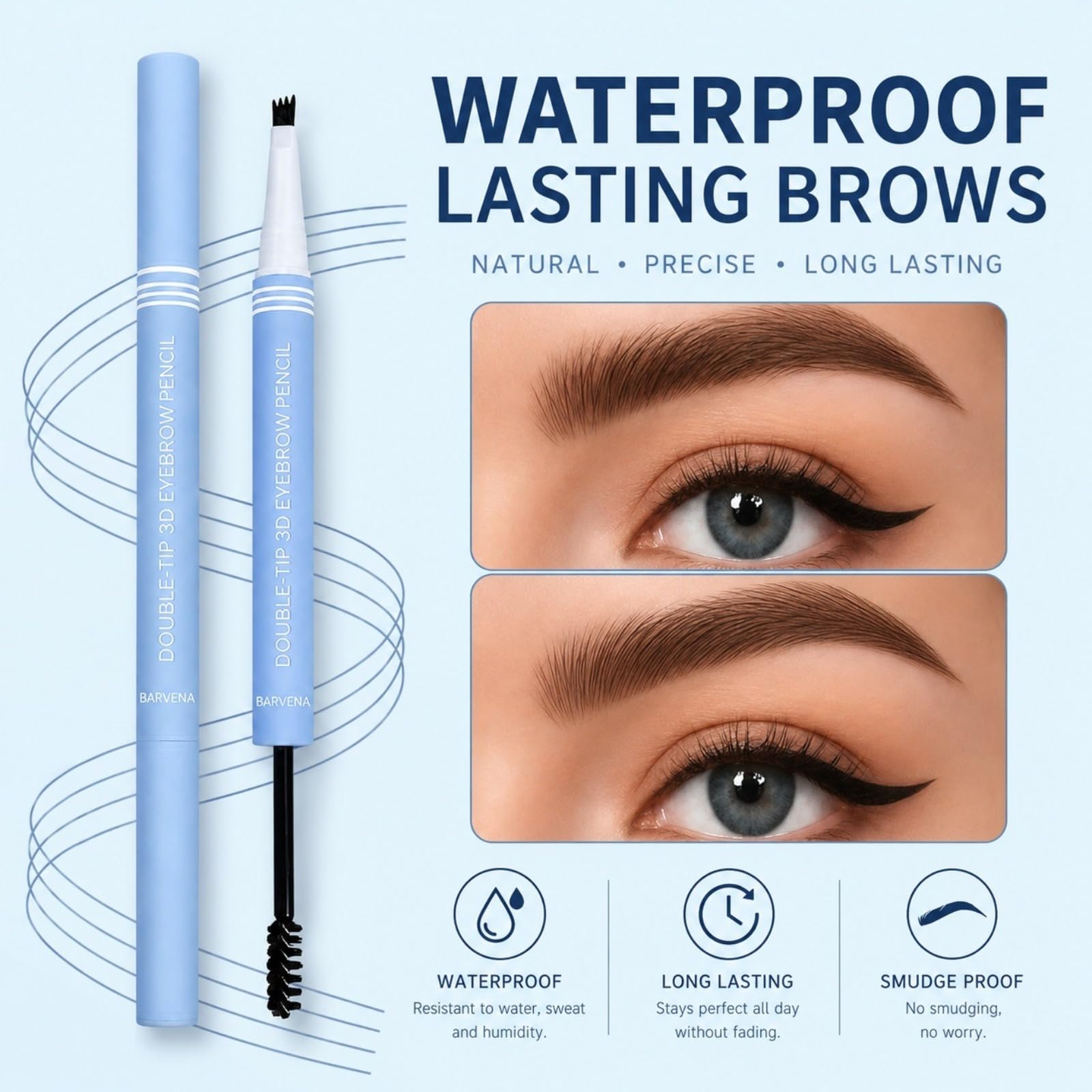 Podwójna końcówka 3D Eyebrow Pencil, 2 w 1 Ultra Fine Triangle Eyebrow Pen