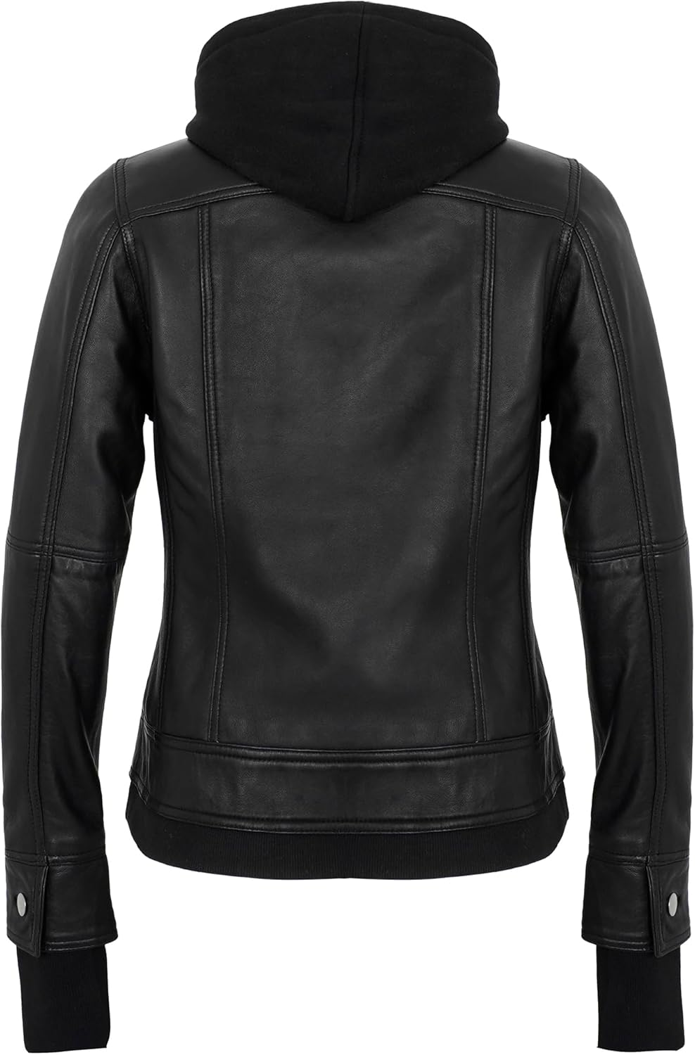 Hooded Leather Jackets For Women - Real Lambskin Womens Leather Jacket With Removable Hood - Image 6
