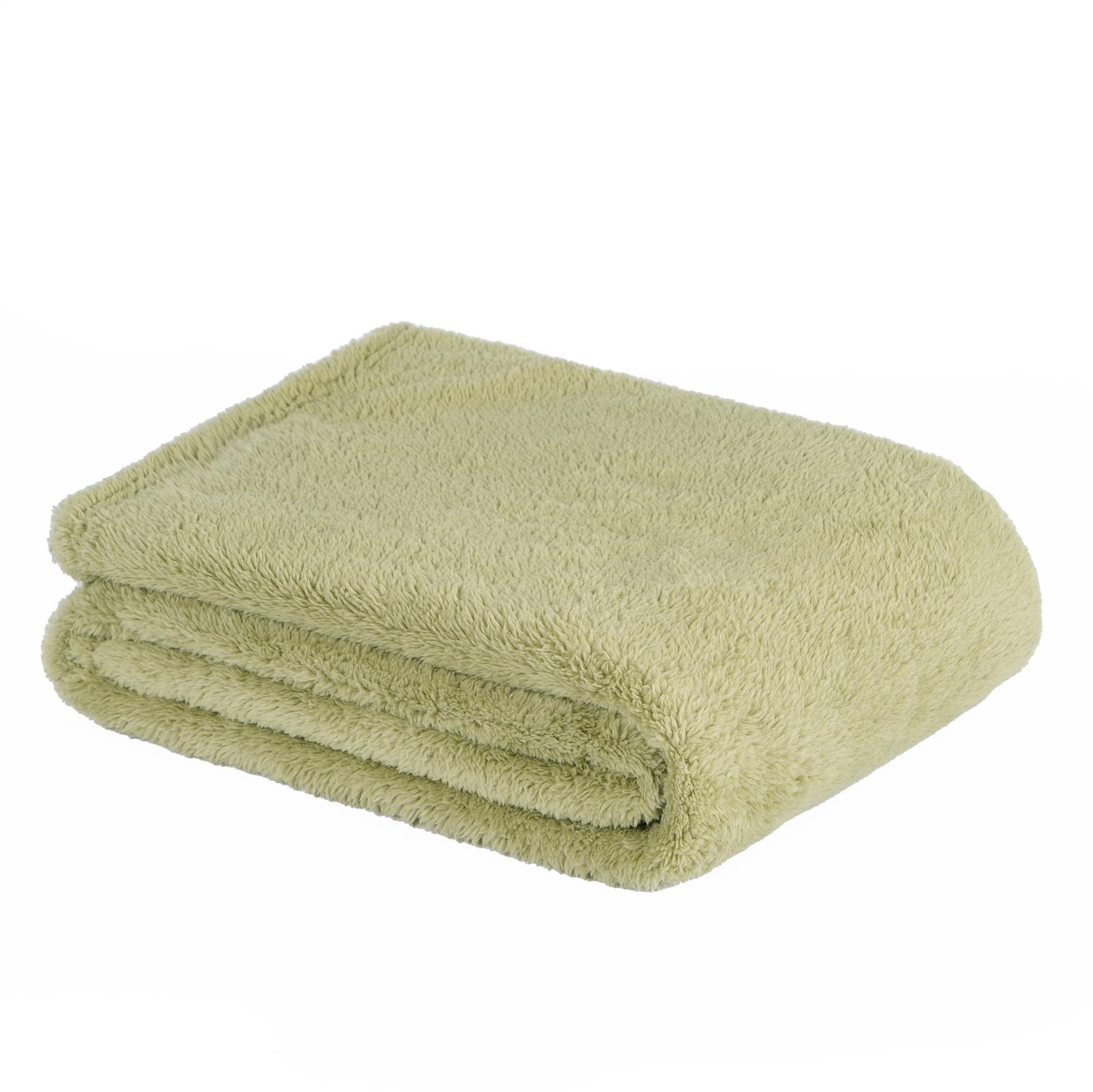 Brentfords Sage Green Teddy Fleece Blanket Large Throw Over Bed Plush Super Soft Warm Sofa Bedspread, Sage - 200 X 240Cm