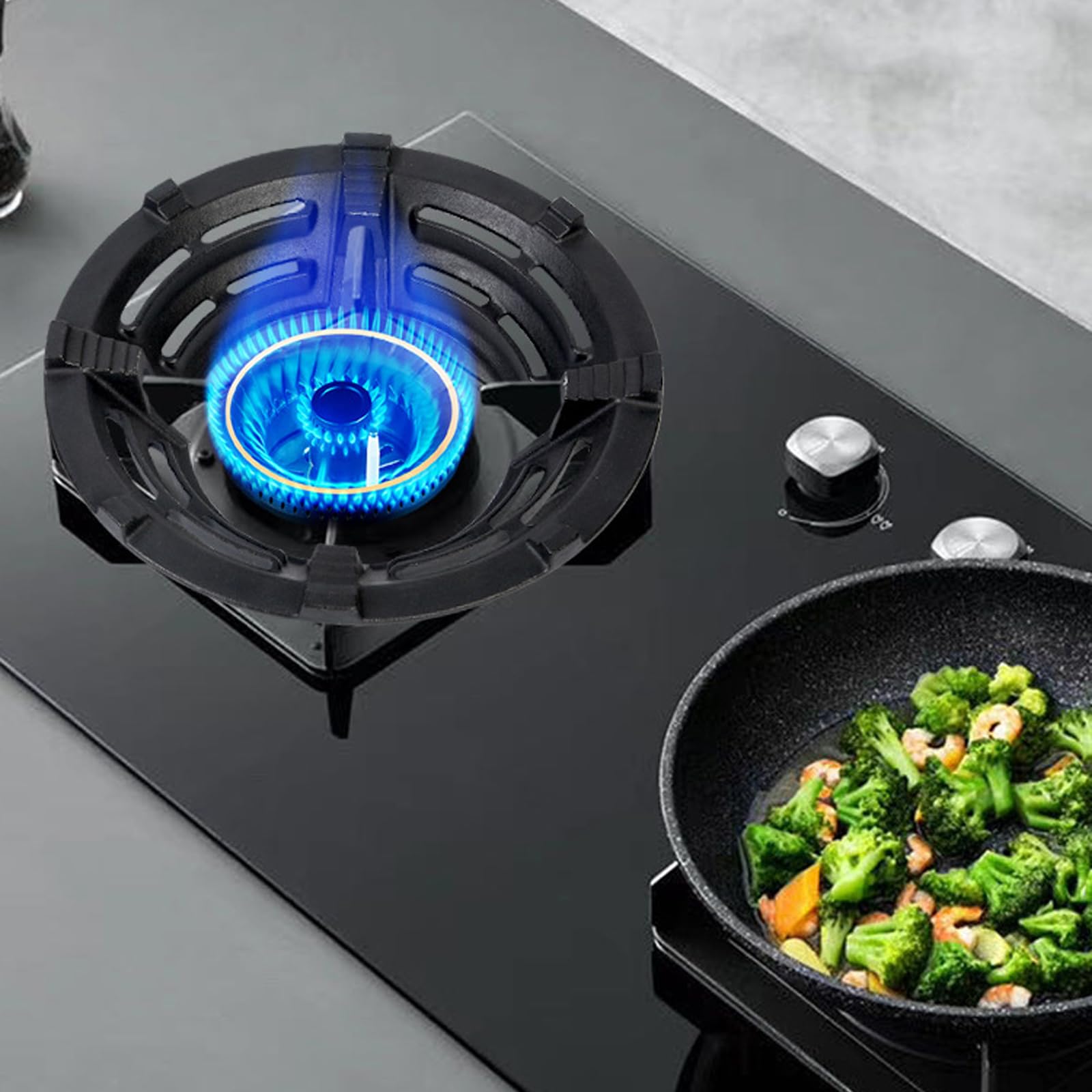 Soporte Cocina Gas Rejilla Placas, Wok Ring oporte para Cocina de gas Soporte Universal de Hierro Fundidopara Cafetera Moka Sartén Ollas Cafeteras Horno (1 Pcs)