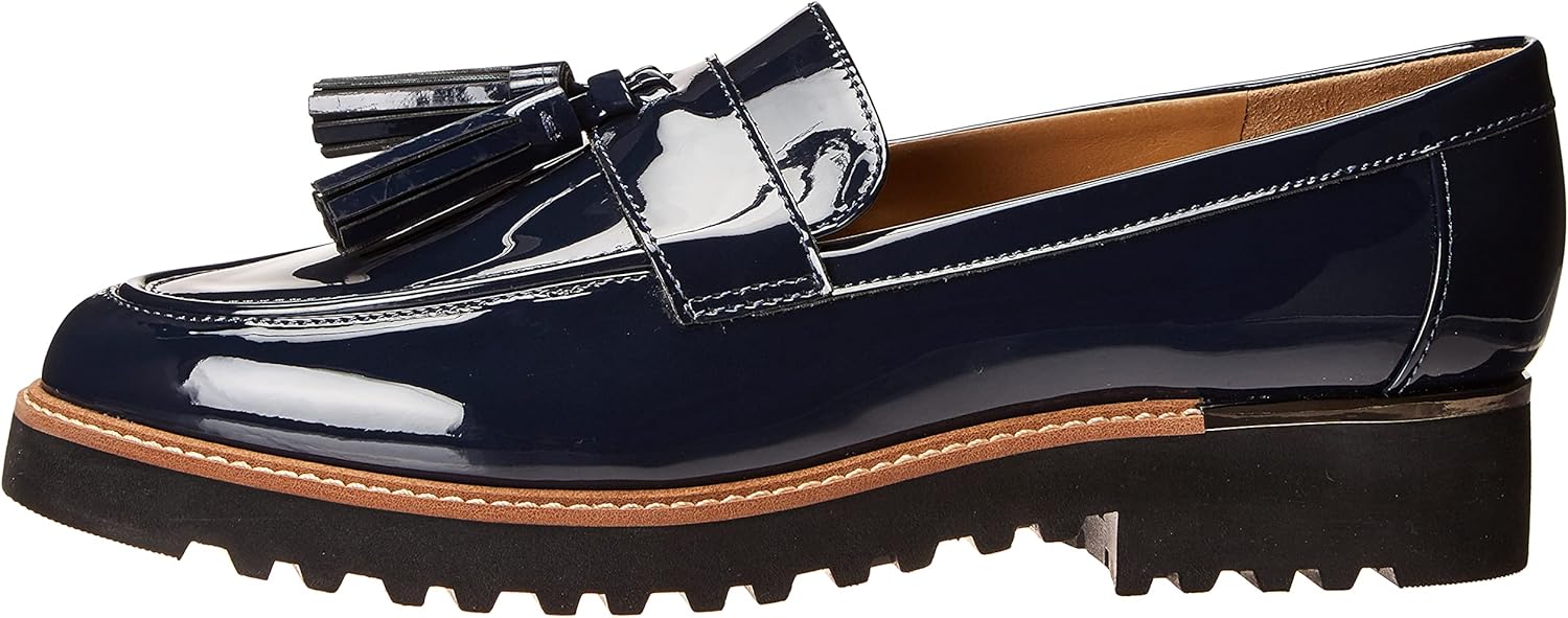 Franco Sarto Womens Carolynn Tassel Loafer 5.5 Inky Navy Blue Patent