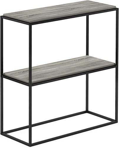 Miniatura 3 de Furinno Moretti - Estantería de metal apilable, ancha y moderna, color roble francés gris