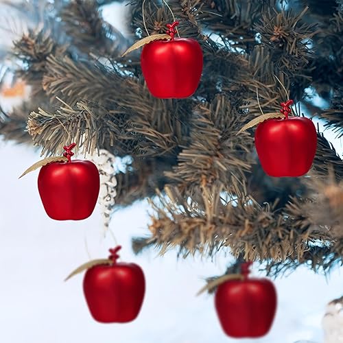 Miniatura 8 de Adornos de manzana para árbol de Navidad: paquete de 24 mini adornos colgantes de manzana, decoración de árbol de Navidad, colgantes de manzanas