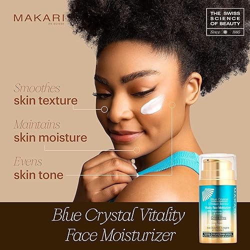 Miniatura 3 de MAKARI Ultimate Intense Blue Crystal Skin Care Duo loción corporal (16.8 onzas) e hidratante facial (1.7 fl oz)  Enriquecido con glutatión y