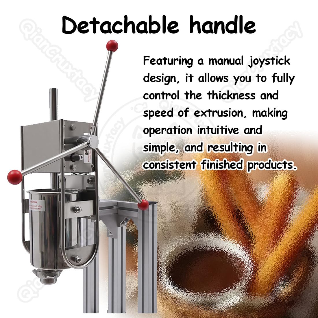 Churro manual de acero inoxidable, máquina de donas comercial y doméstica, soporte en forma de L, 4 boquillas, capacidad de 5 litros para panaderías y restaurantes