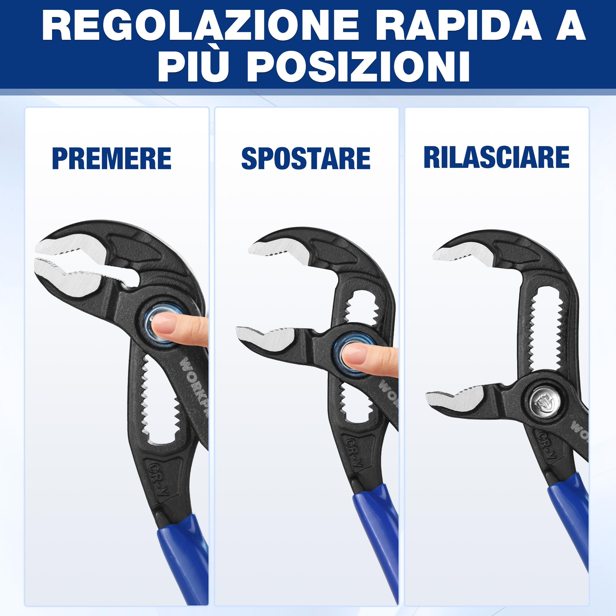 WORKPRO Pinza Regolabile da 12,7 cm, con Ganascia a V, Pinza per Pompa dell’Acqua con Apertura da 25 mm, Blocco Rapido per Riparazioni Domestiche e Industriali