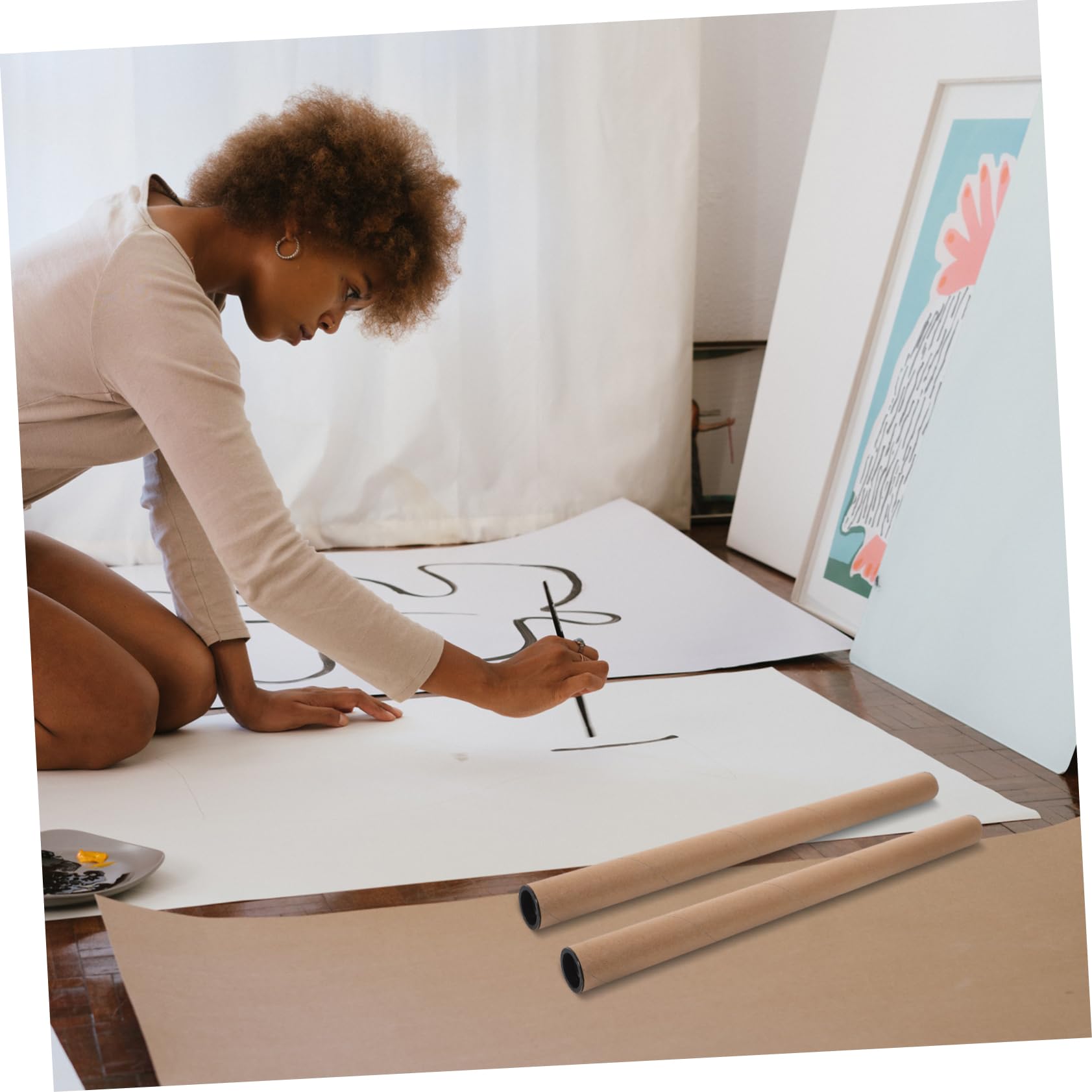 SEWACC 2sets Mailing Tube Poster Storage Poster Tube Art Tube Poster Holder Tube Poster Carrying Tube Postal Tubes Round Shipping Tubes Kraft Push up Tubes Paper Tube Drawing Case 10pcs*2