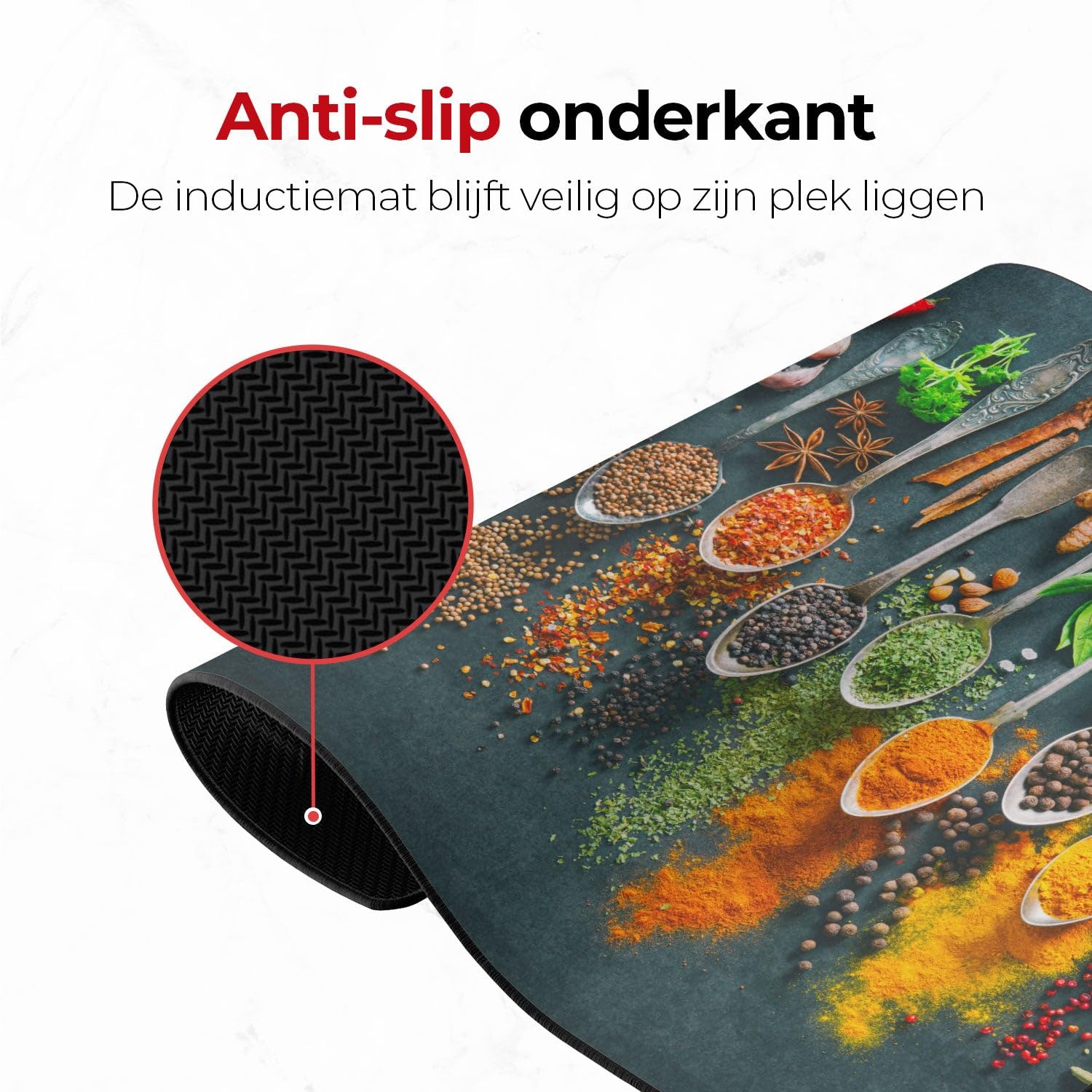 KitchyMist Inductie Beschermer Kruiden en Specerijen Limoen - 78x52 cm - Afdekplaat voor Kookplaat - Inductie Mat - Keuken Spatscherm