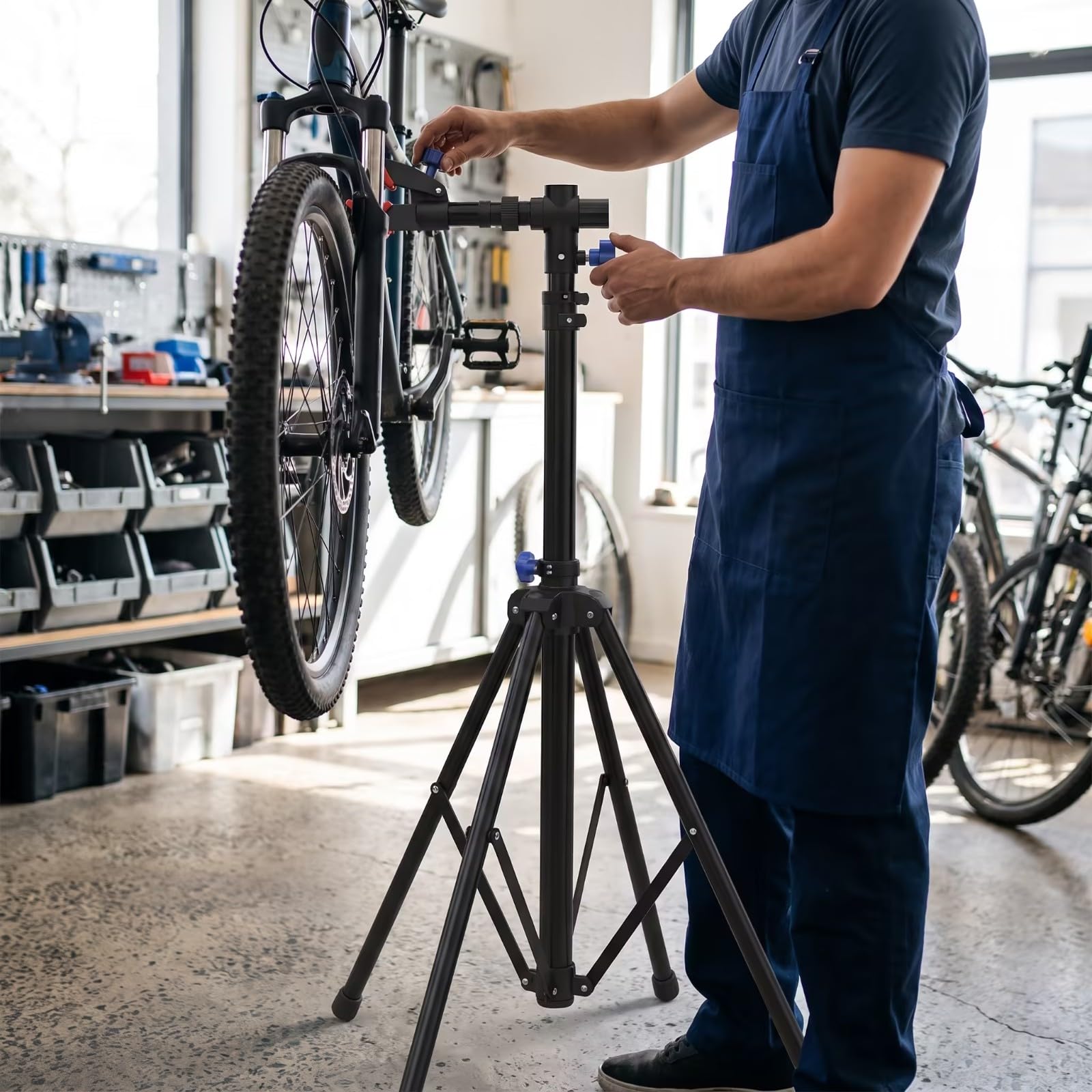 Soporte para Bicicleta con Trípo Giratorio, Caballete Mantenimiento para Bicicleta, Ligero, Garaje , Rojo