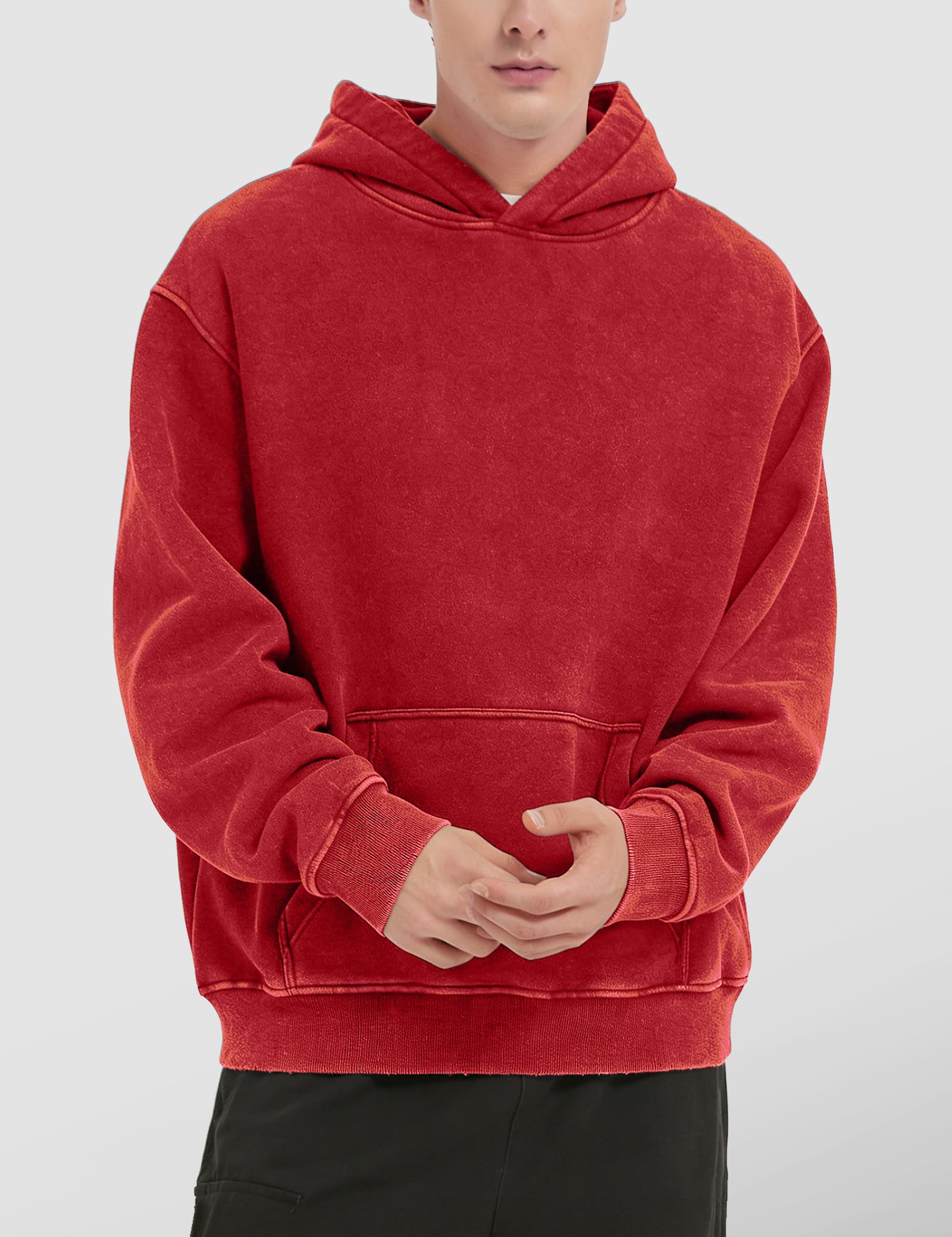 FAIABLE Sudadera con capucha para hombre, de gran tamaño, de felpa, con capucha, retro, pesada, para hombres, parejas, invierno
