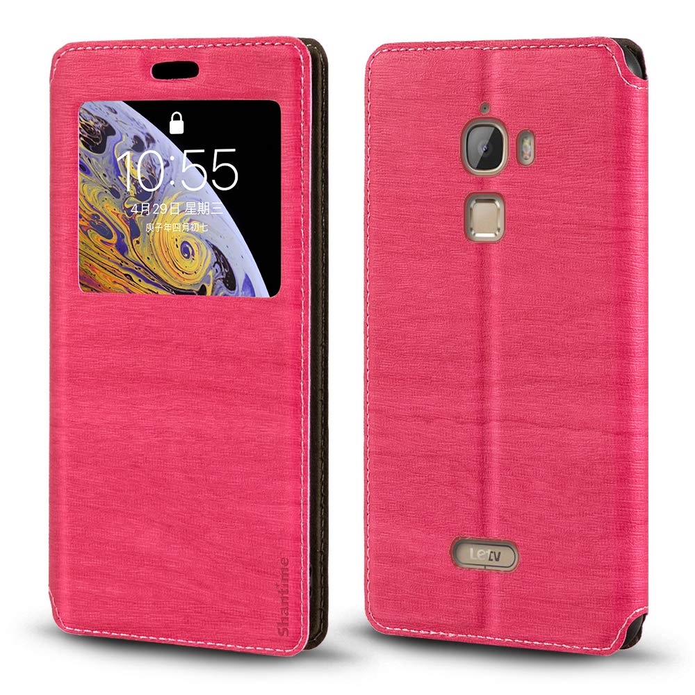 Shantime Letv LeEco Le Max X900 Case, Wood Grain Leather Case with Card Holder and Window, Magnetic Flip Cover for Letv LeEco Le Max X900