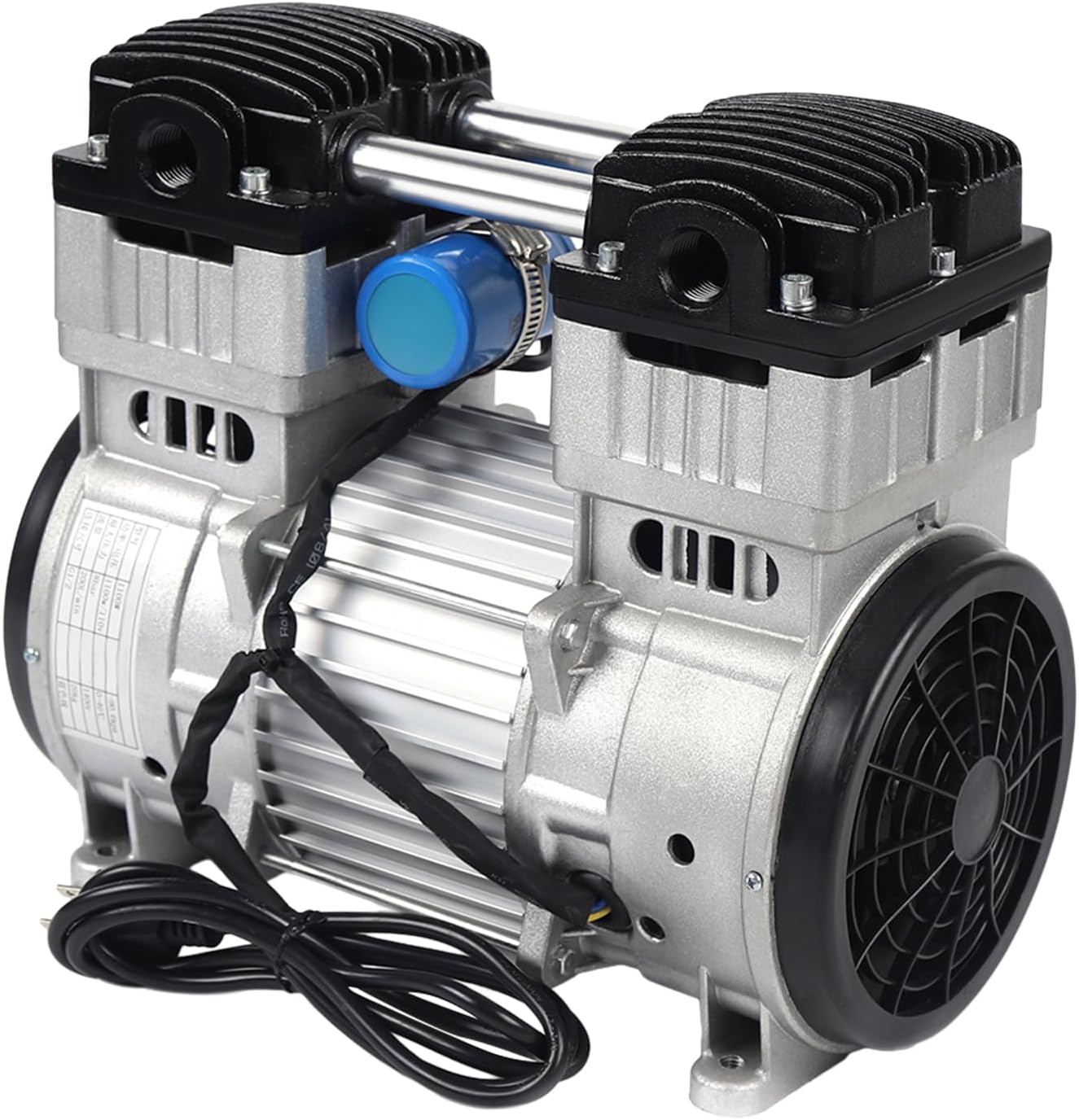 7CFM 110V Lab Diaphragm Vacuum Pump, 1100W Oil Less Mute Pump, 90.6kpa Quiet High Vacuum Piston Compressor with US Plug