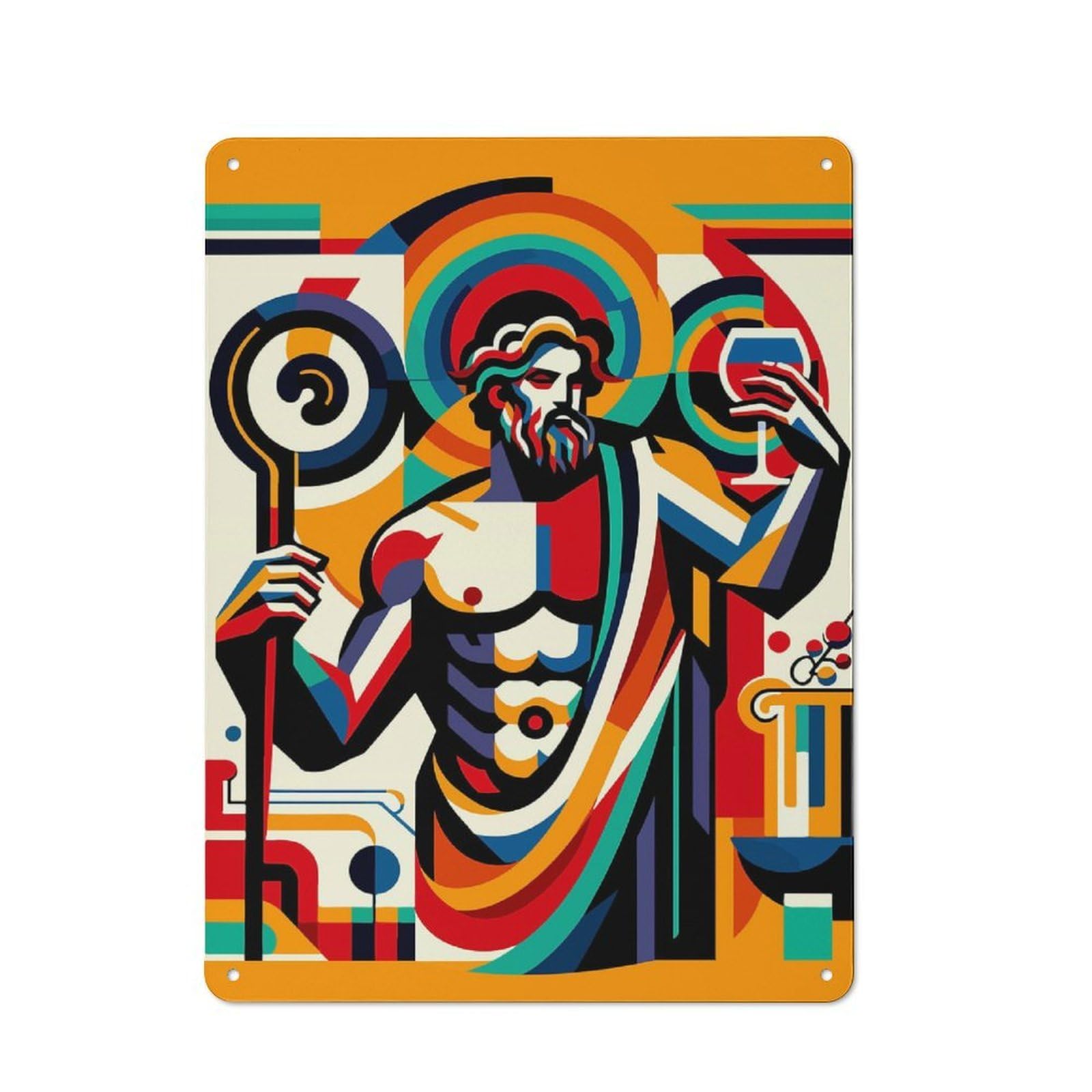 Junmoney Dionysos Greek Mythology Metal Sign 40X30cm With For Pub Or Café, Retro Decor, For Vintage Wall Decor Fans, For Garage And Workshop Walls