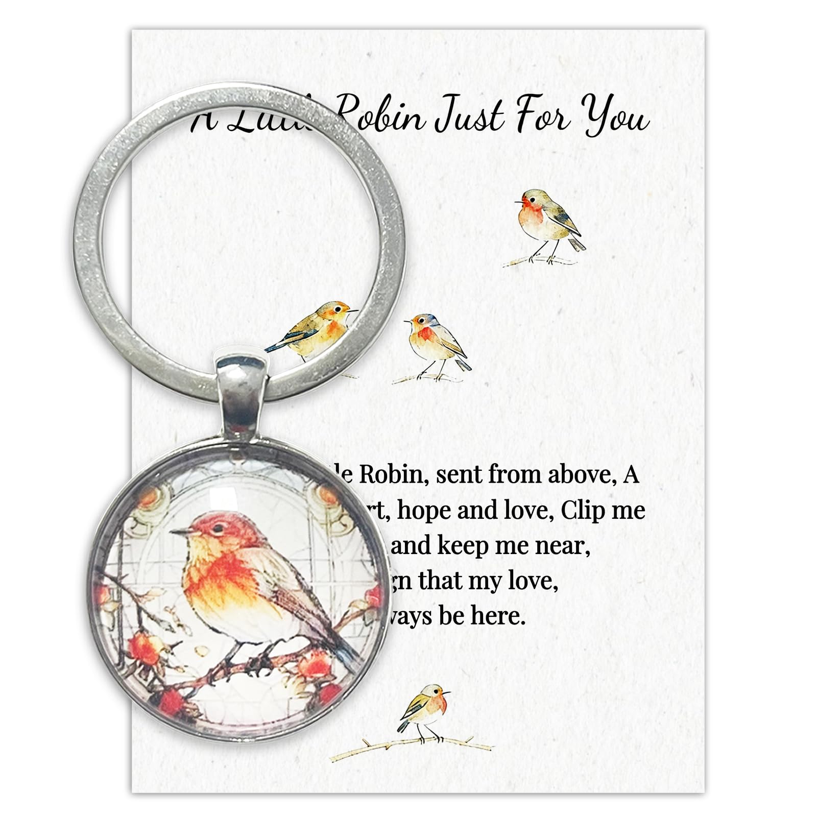 Virelle Women's Brown 1Pcs Little Robin Just For You Keychain - Sent From Above Gift For Mom, Sympathy Gift For Loss, Inspirational Gift Of Comfort, Hope & Love, Remembrance Gift For Her/Him