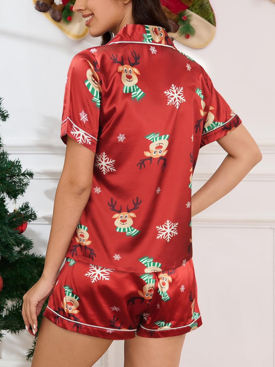 MyFav Womens Silk Satin Pyjamas Set Short Sleeve Sleepwear Two-Piece Pj Sets Button-Down Loungewear S-2XL 4 71hS+GTw0PL. AC SL1500