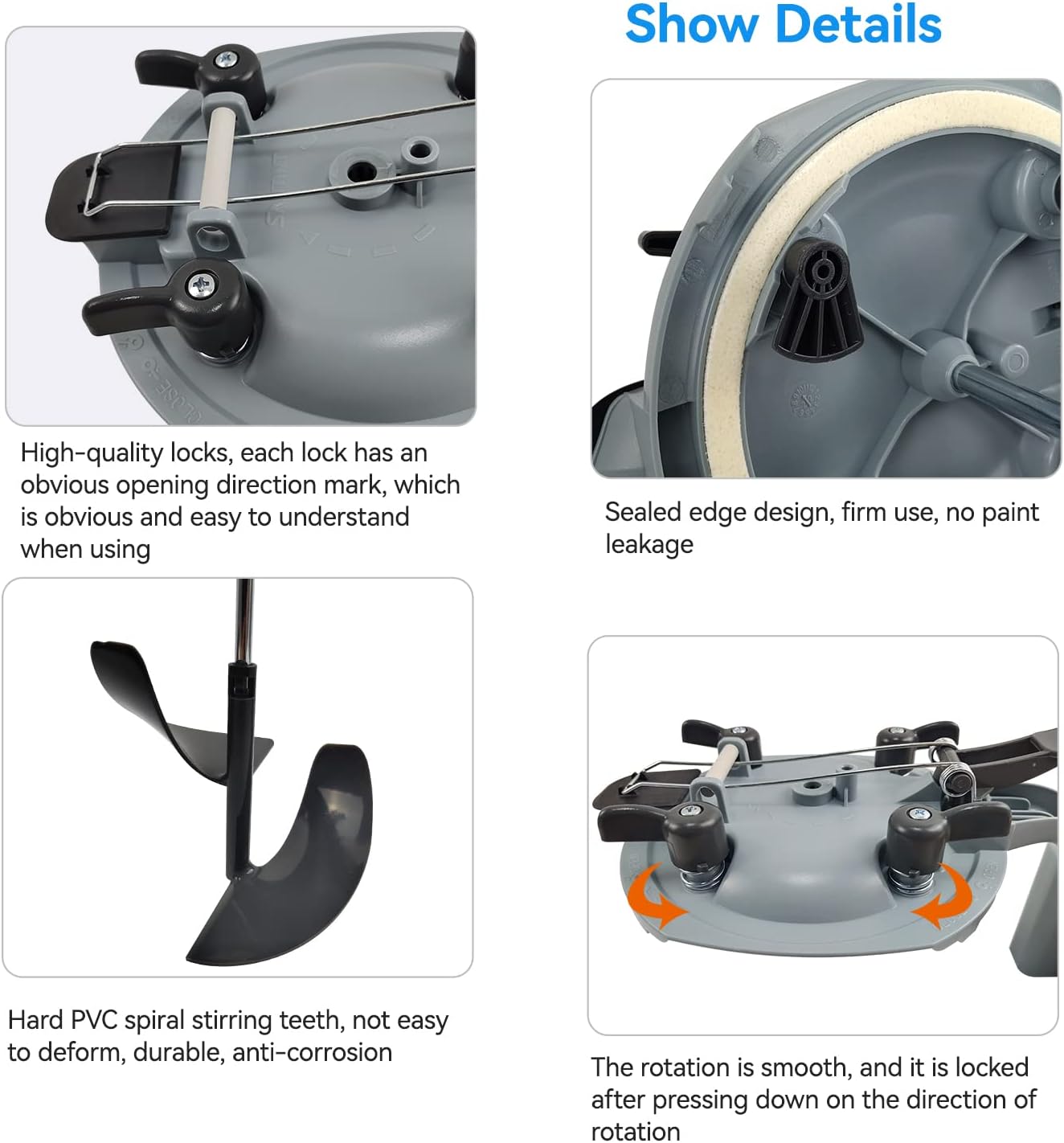 2 PCS 4L Mixing Mate Paint Lid Kit, Paint Can Pouring Spout with Better Sealing Effect, Universal Paint Shaker, for Stirring, Storing and Pouring