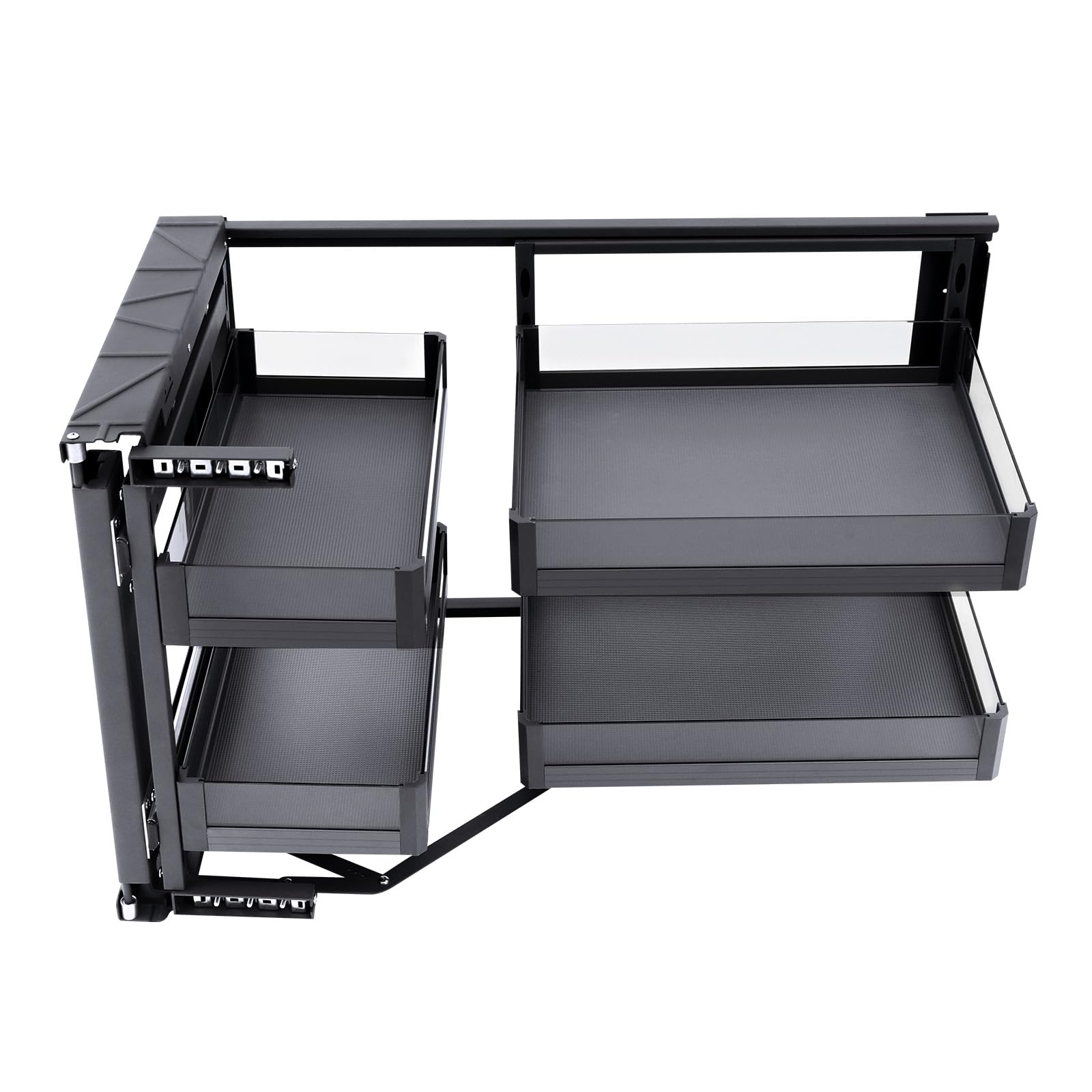 Inszxight Blind Cabinet, Wall-Mounted Type Blind, Pull Out Organizer, 2-Tier with 4-Shelf, Height Adjustable, for Kitchen, Corner Cabinet Storage