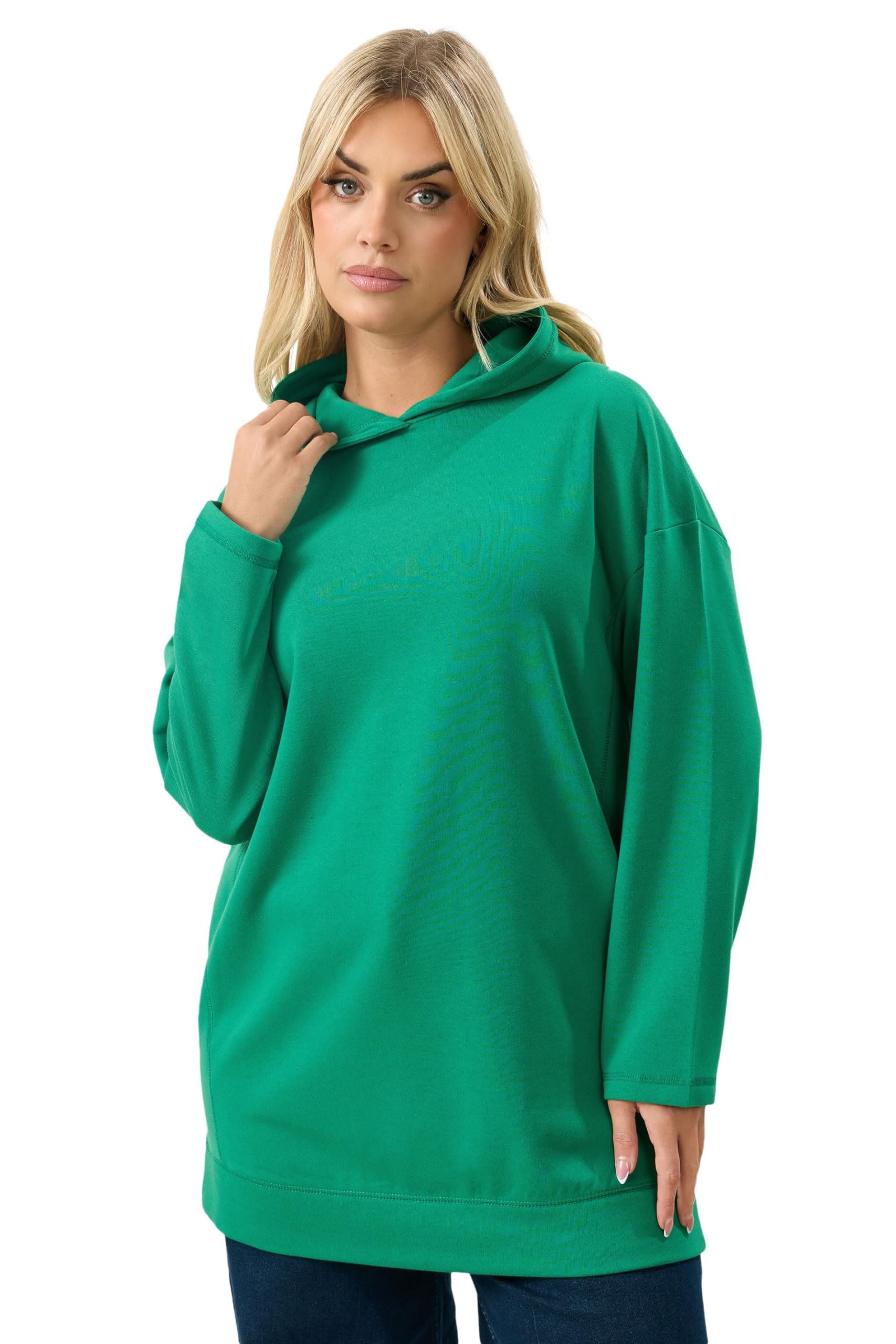 Yours Women's Green Seam Detail Hoodie In | Size: 18
