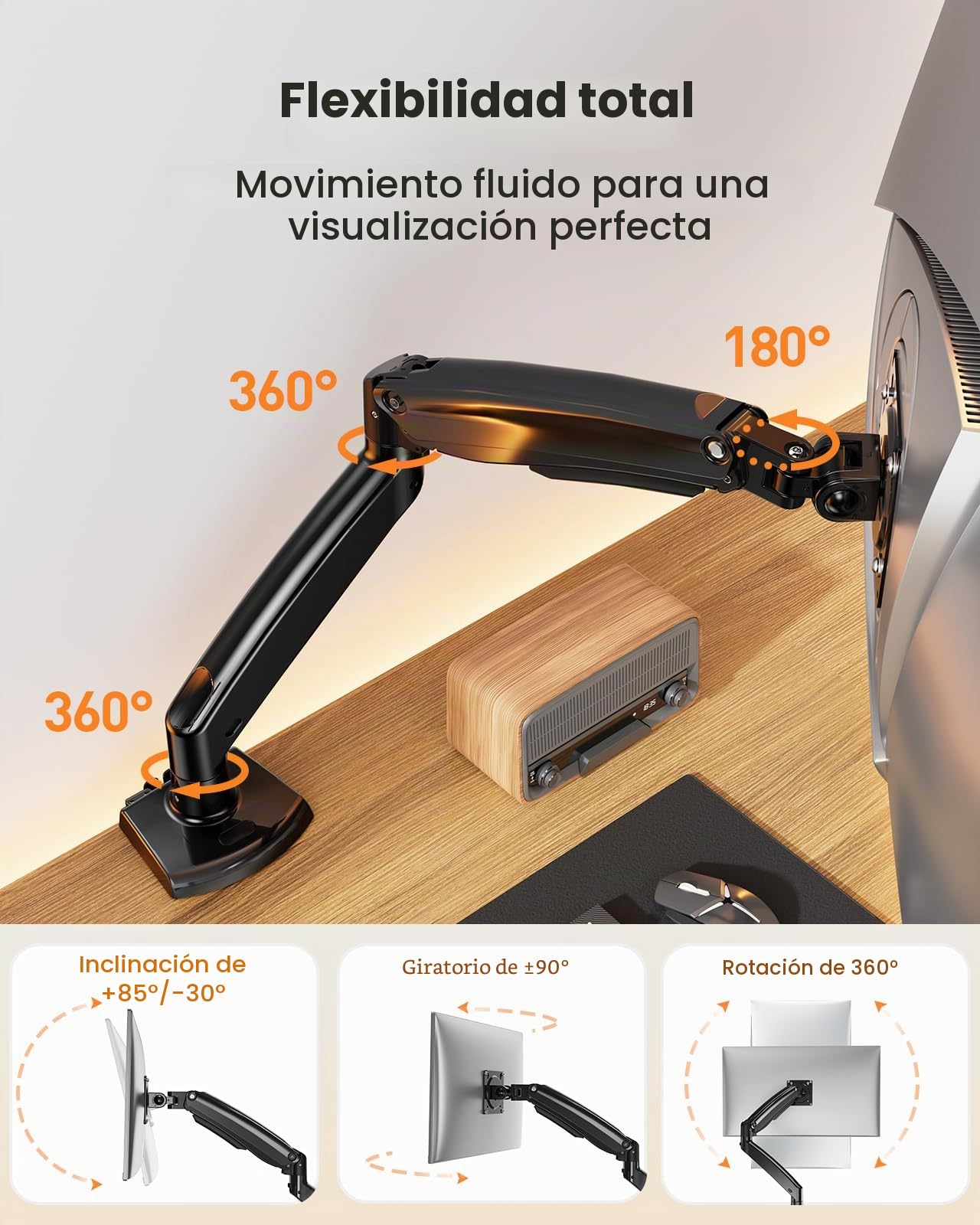 ErGear Soporte para monitores de 13 a 49 Pulgadas, Brazo de Monitor para Juegos de Alta Resistencia con Giro, inclinación y rotación para el hogar y la Oficina, soporta 12 kg, VESA 75 x 75 100 x 100