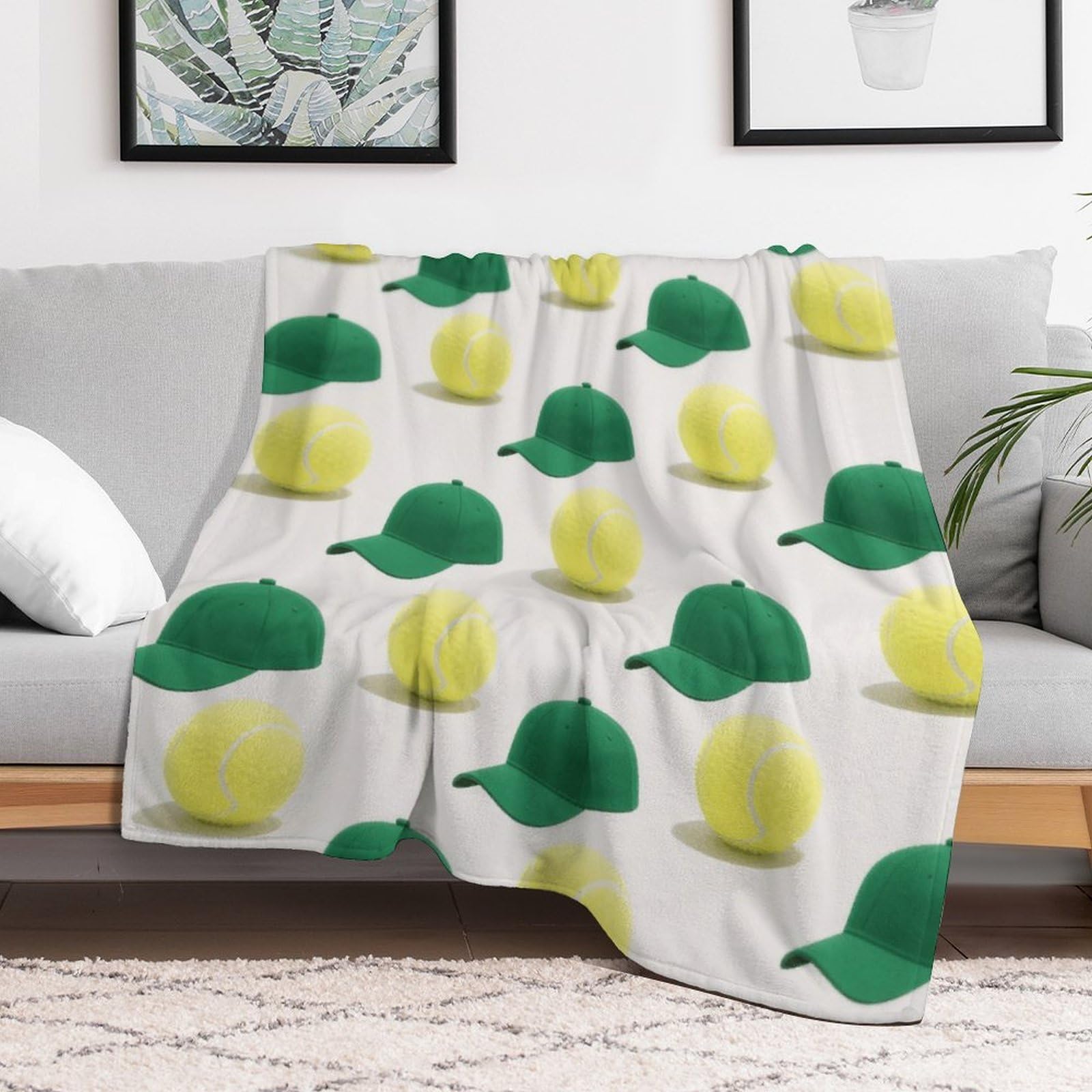 Custom Tennis Blanket Lightweight Flannel Fleece Throw for Couch Sofa Bed Luxury Soft Cozy Plush Lap Bedtime Blanket for All Seasons Bedroom Home Decor Gifts 40x50