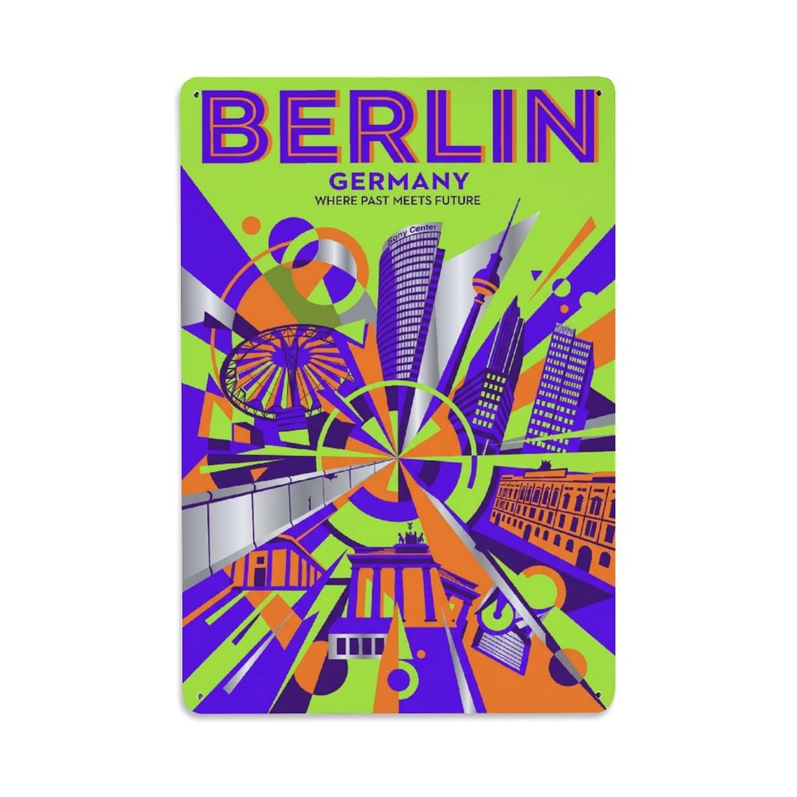 Gead 8X12inch Style Vintage Travel Berlin Germany Zeal Metal Tin Sign