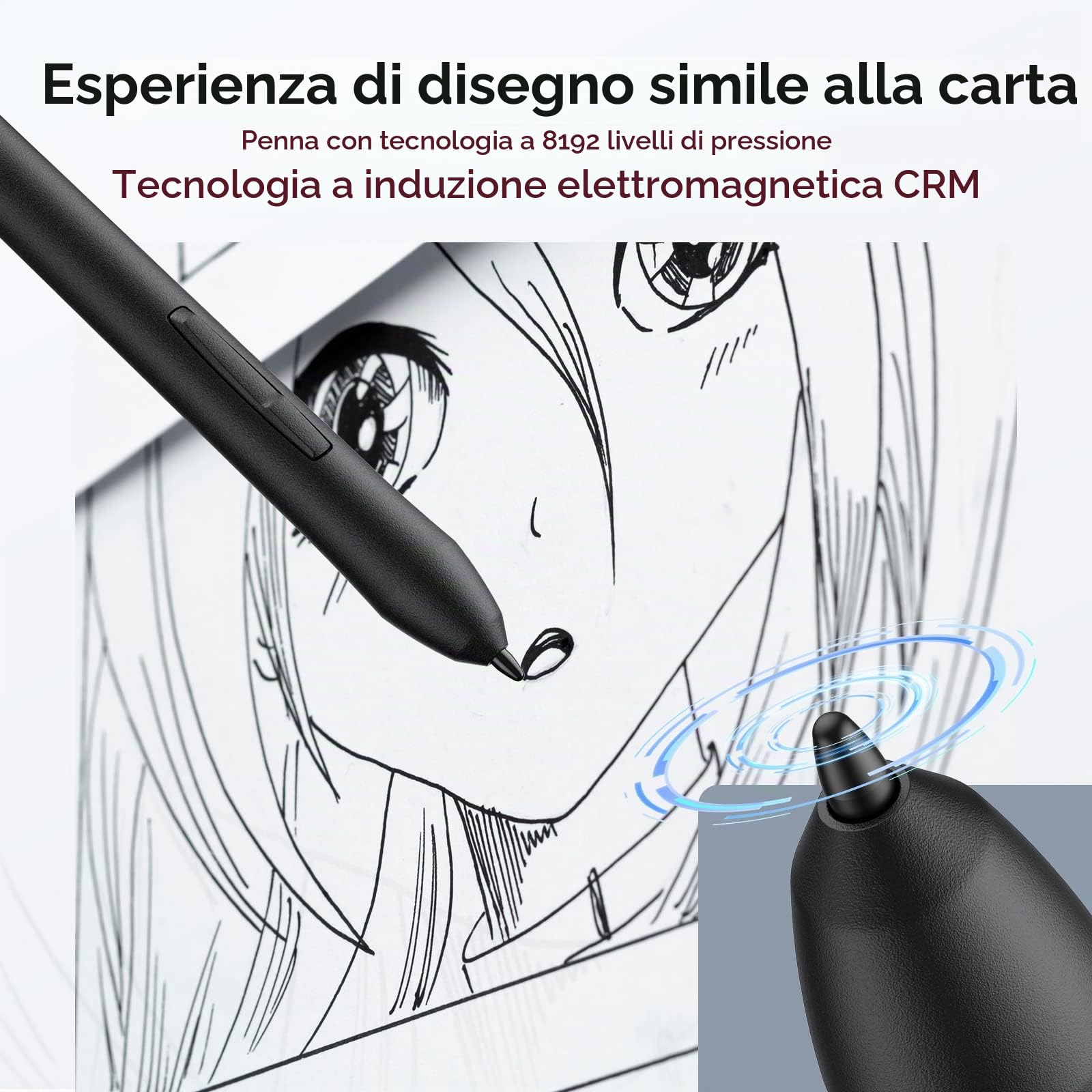 UGEE M708 Tavoletta Grafica, Tavola Grafica 10x6 Pollici, Tavola Ultrasottile con Penna senza Batteria, Pad Digitale per Win/Mac/Chrome, Nero