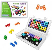 Genius Noodle 2-Player Ball Puzzle Race | Roll 5 Dice, 7,776 Unique Challenges, 100% Solvable | 2 Boards, 2 Sets of 14 Colorful Noodle Pieces | STEM Brain Teaser for Kids Ages 6+, Family Game Night