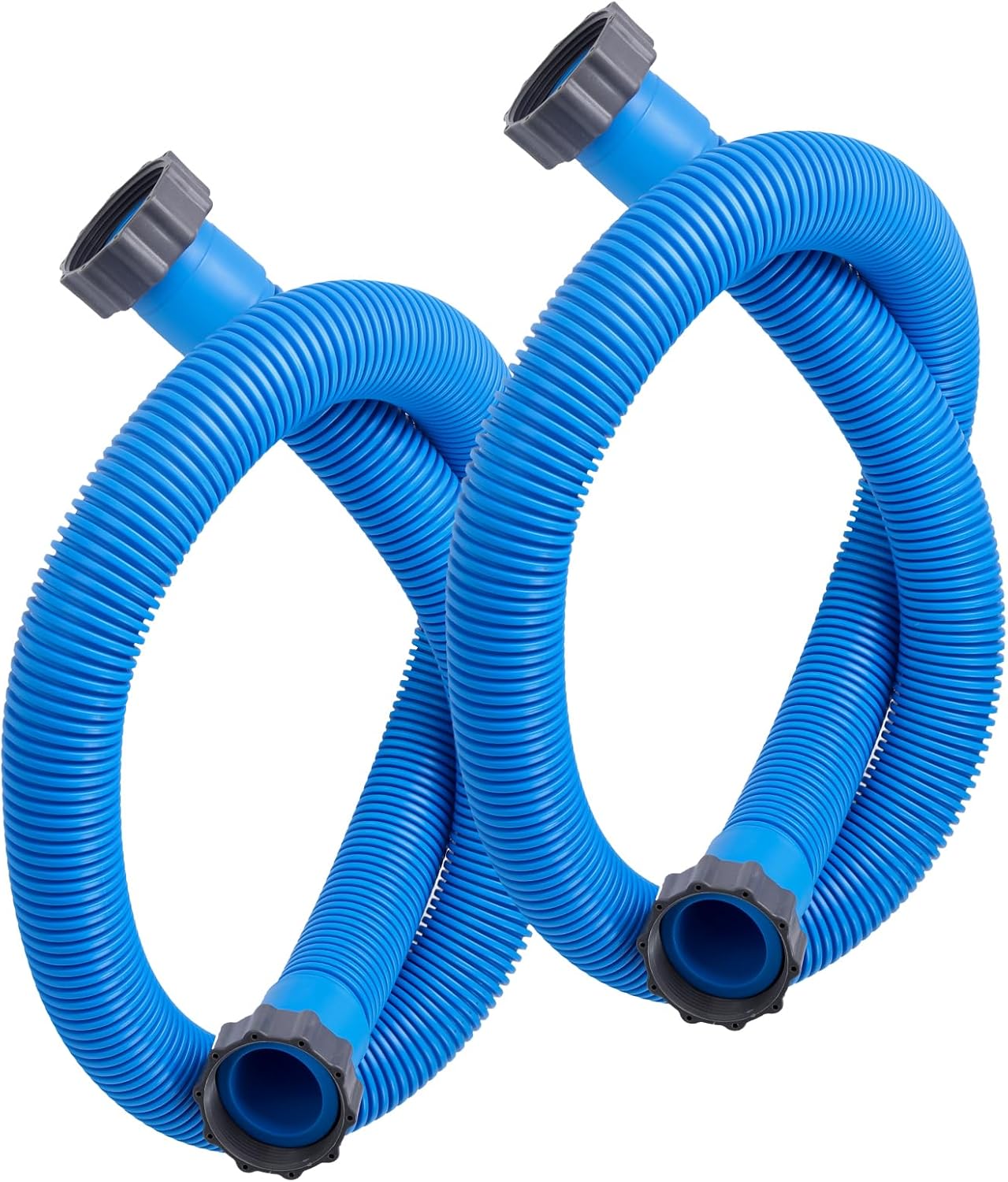 2-Pack 1.5 Inch Pool Pump Hose Replacement for Above Ground Pools, 59" Long Flexible PE Pool Filter Hose for Most 1.5 Inch Diameter Sand Filters & Saltwater Systems (Blue)