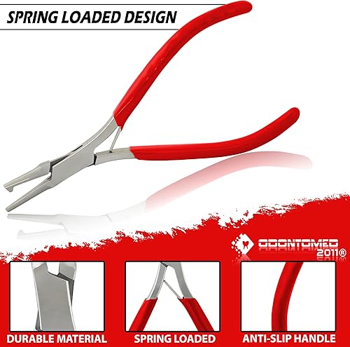 Miniatura 4 de OdontoMed2011 Jeweler - Alicates de anillo dividido para manualidades y manualidades, mango rojo