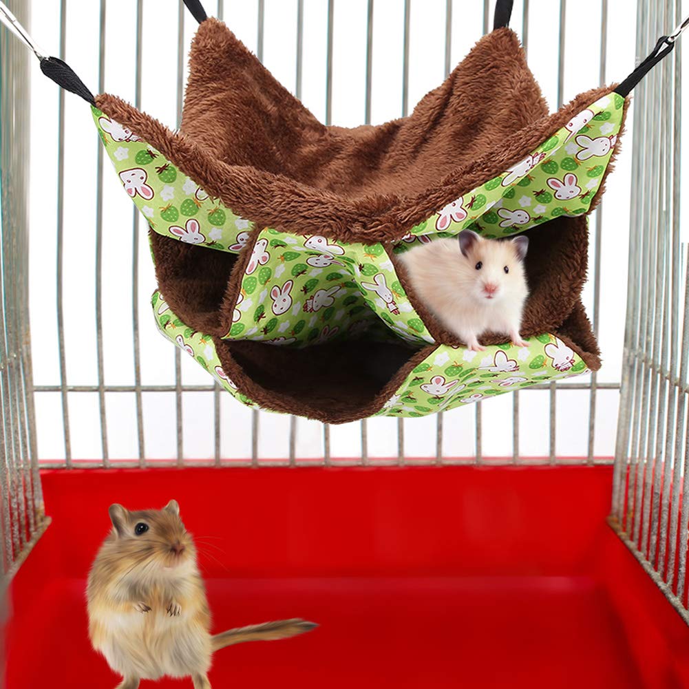 Hamaca para ratas hurones de 3 niveles, accesorios para jaulas para cobayas, hamaca para chinchillas para animales pequeños Petauro de azúcar loro chinchilla (verde)